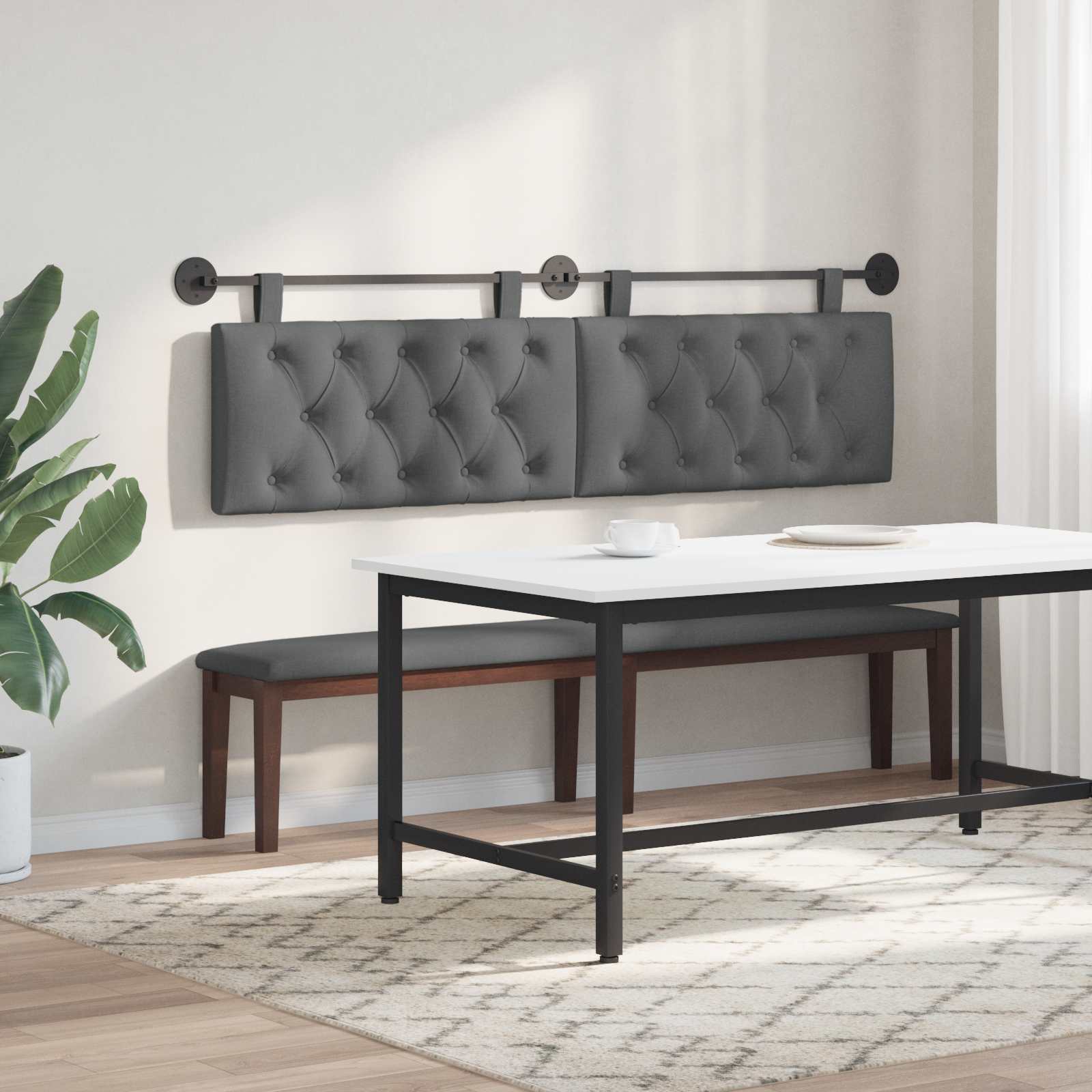 Hanging Headboard Dark Grey Fabric