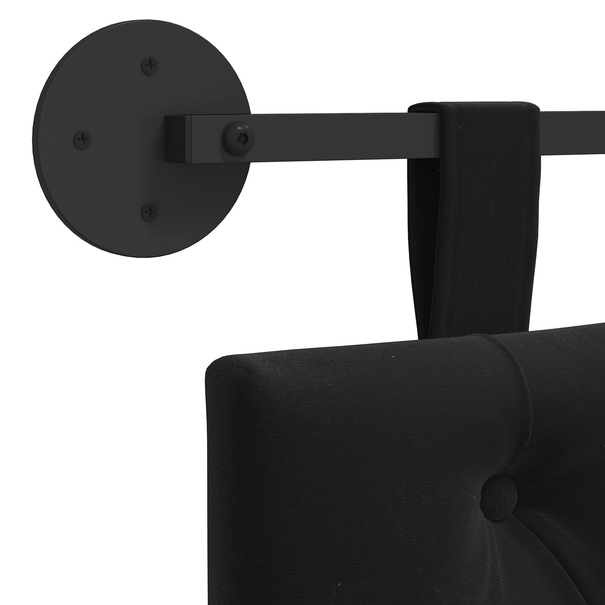 Hanging Headboard with LED Light Black Velvet