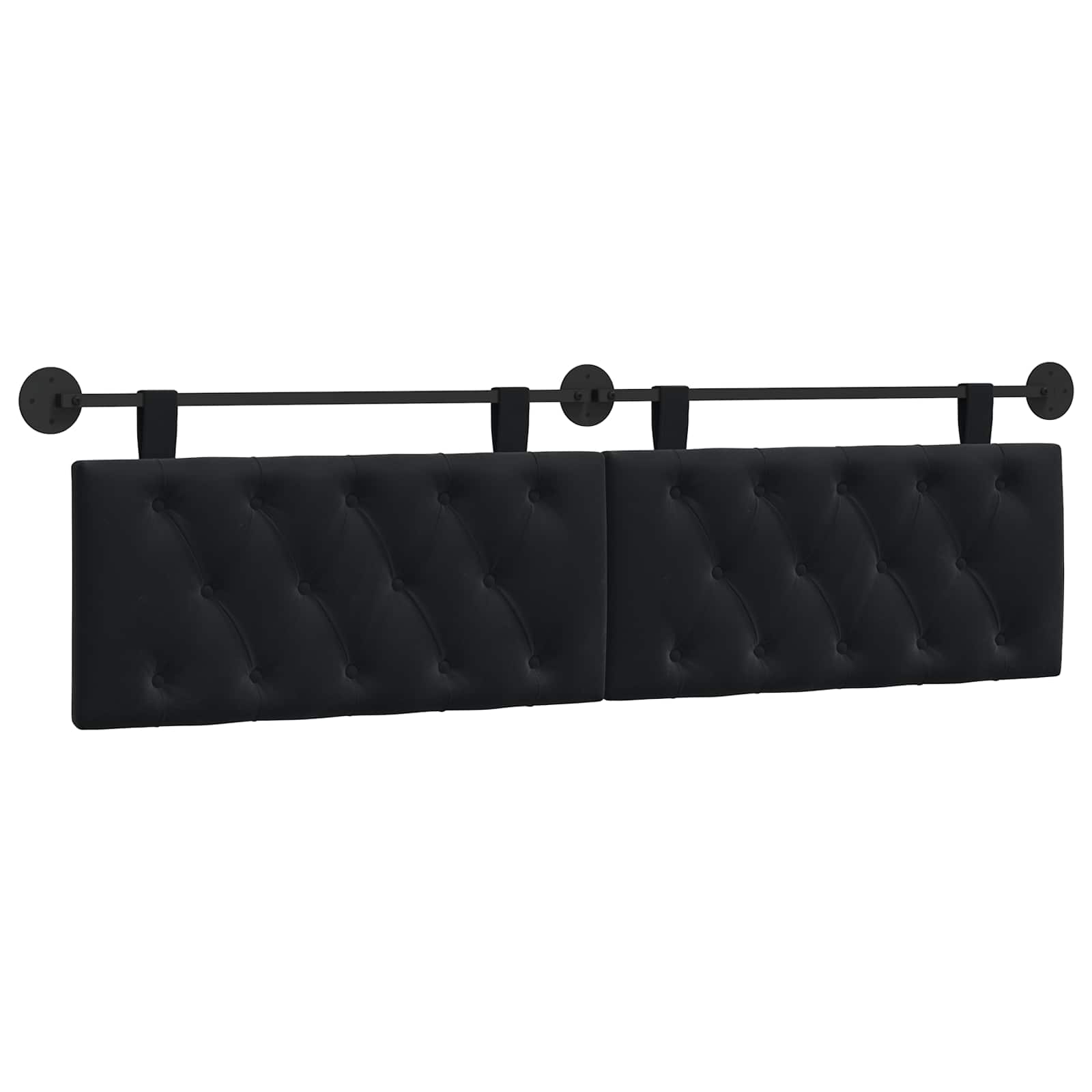 Hanging Headboard with LED Light Black Velvet