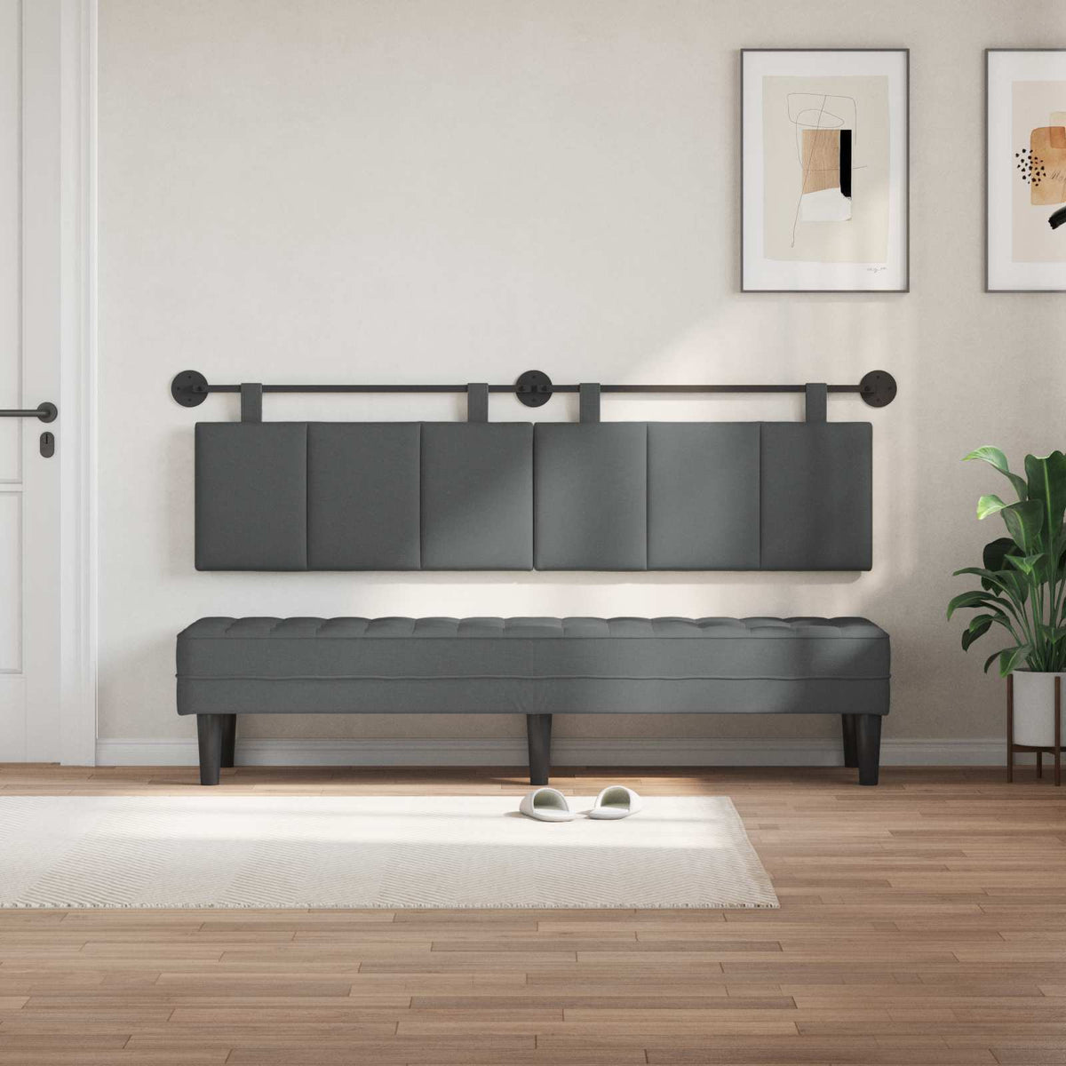 Hanging Headboard Dark Grey Fabric