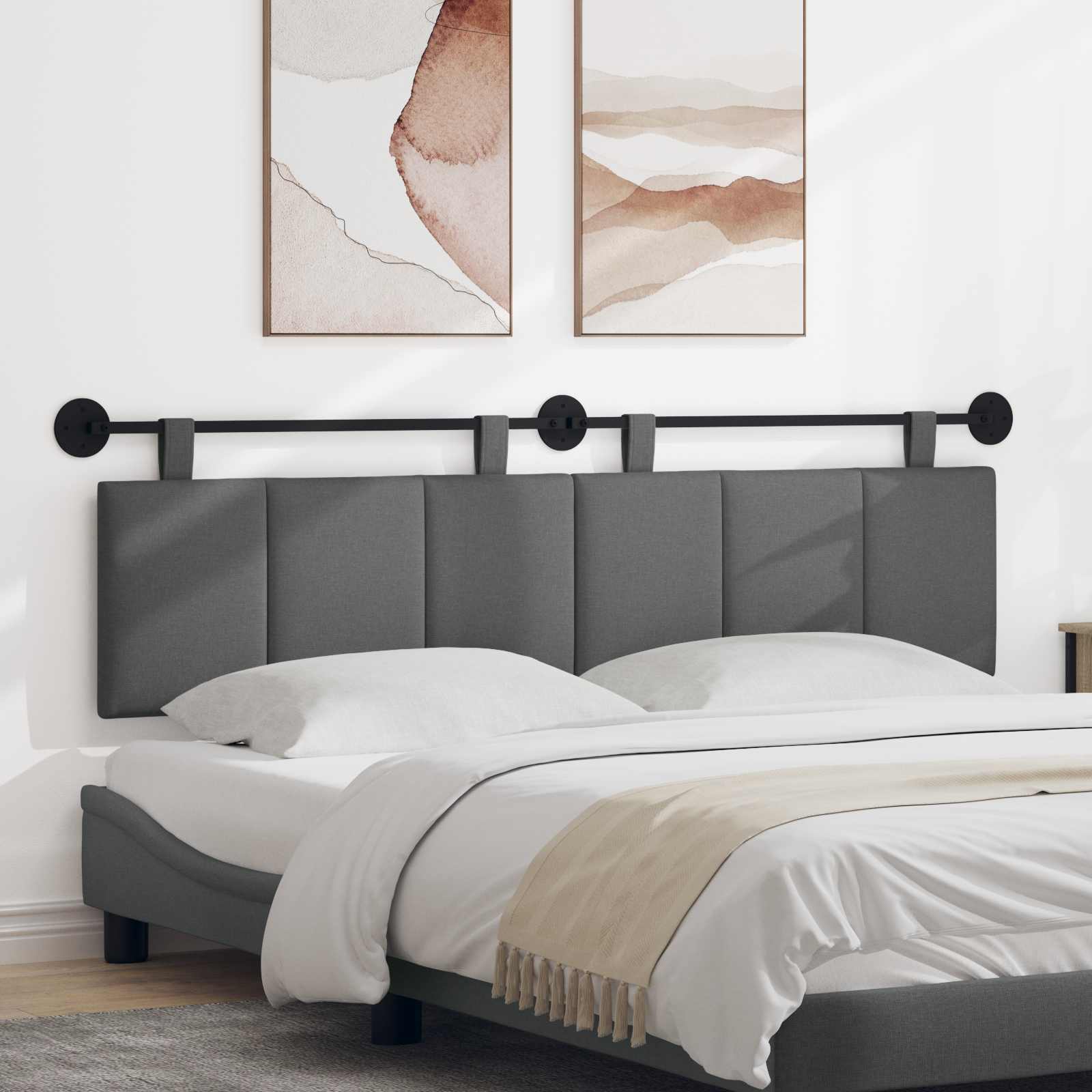 Hanging Headboard Dark Grey Fabric