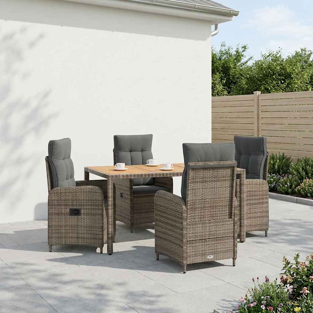 Outdoor Dining Set 5 pcs Light Grey and Dark Grey
