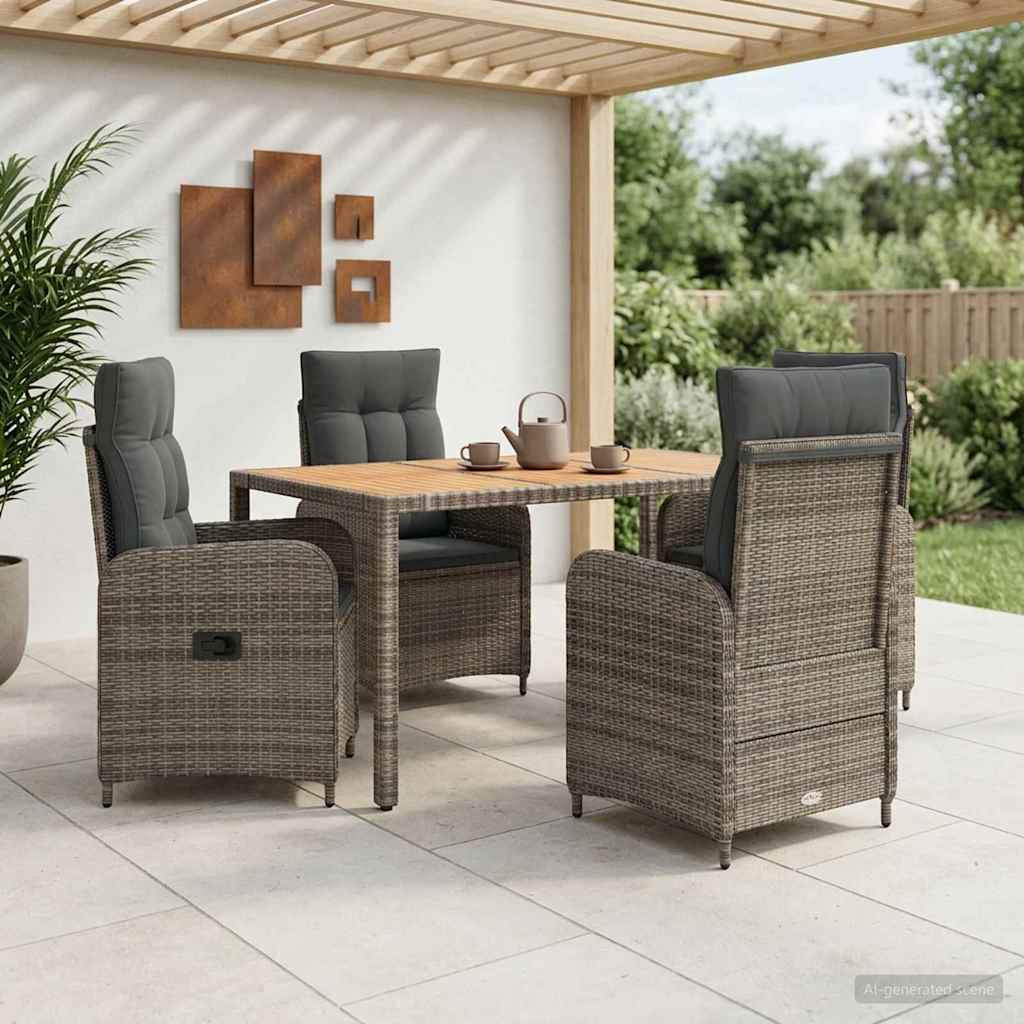 Outdoor Dining Set 5 pcs Light Grey and Dark Grey