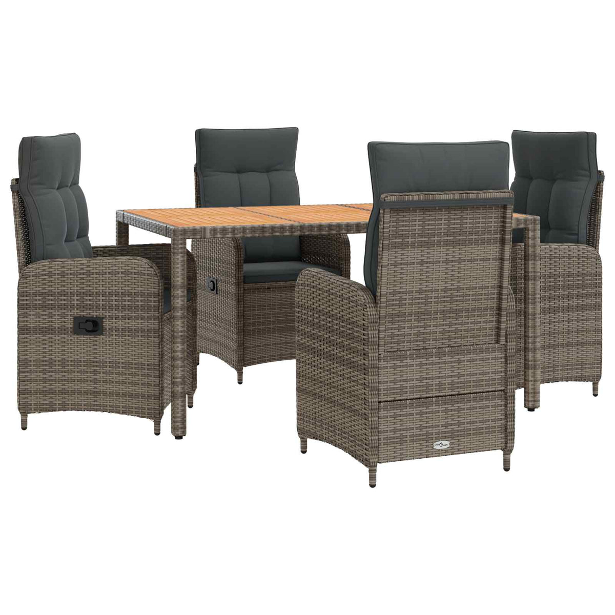 Outdoor Dining Set 5 pcs Light Grey and Dark Grey