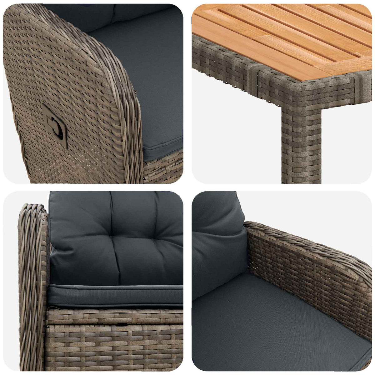 Outdoor Dining Set 3 pcs Light Grey and Dark Grey