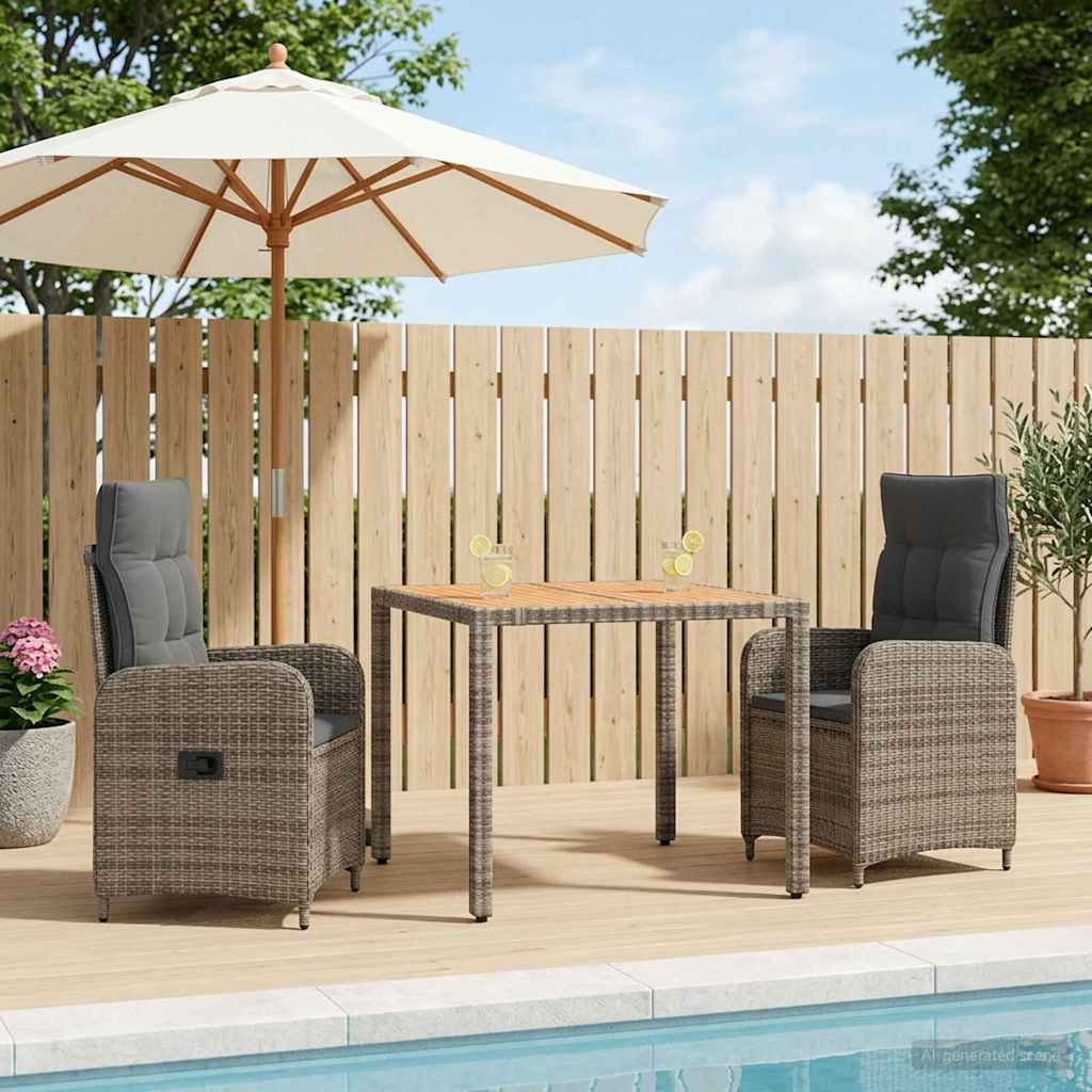 Outdoor Dining Set 3 pcs Light Grey and Dark Grey