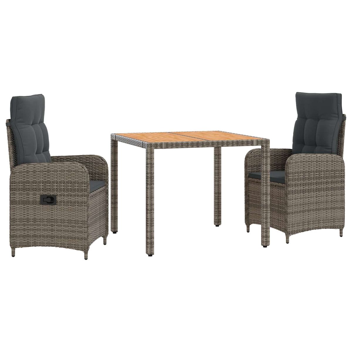 Outdoor Dining Set 3 pcs Light Grey and Dark Grey