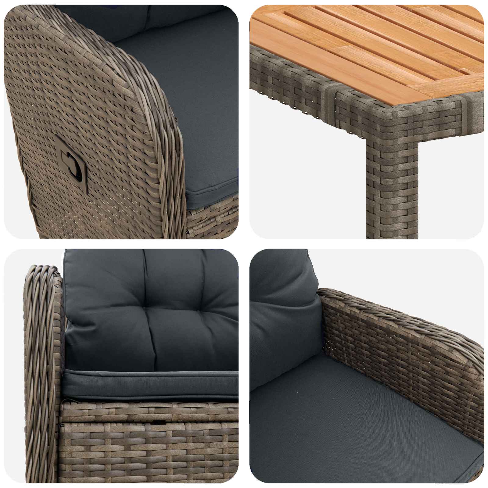 Outdoor Dining Set 5 pcs Light Grey and Dark Grey