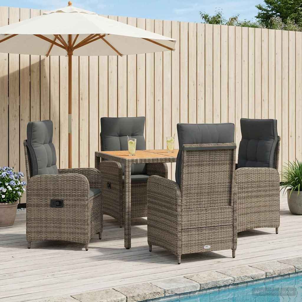 Outdoor Dining Set 5 pcs Light Grey and Dark Grey