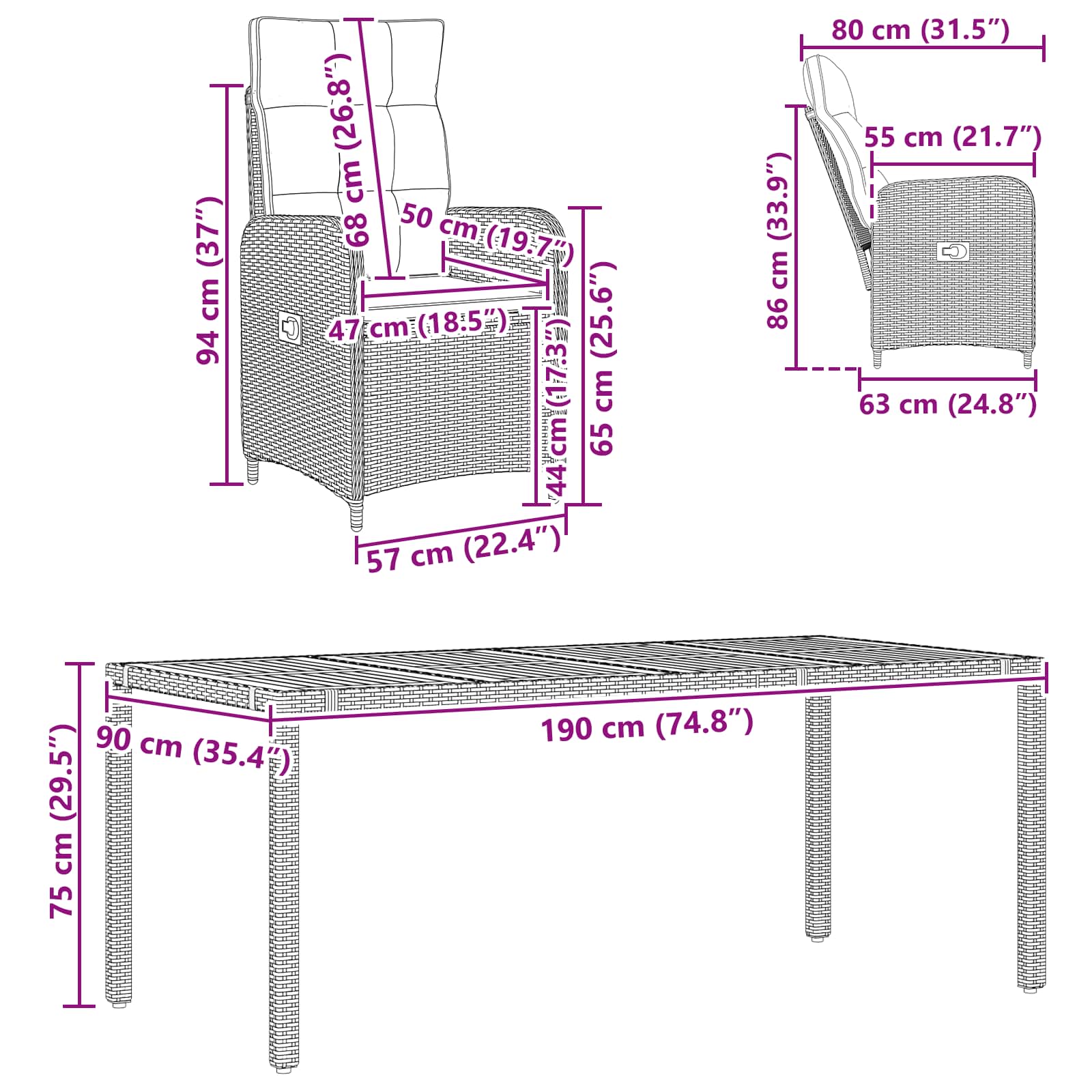 Outdoor Dining Set 7 pcs Light Grey and Dark Grey