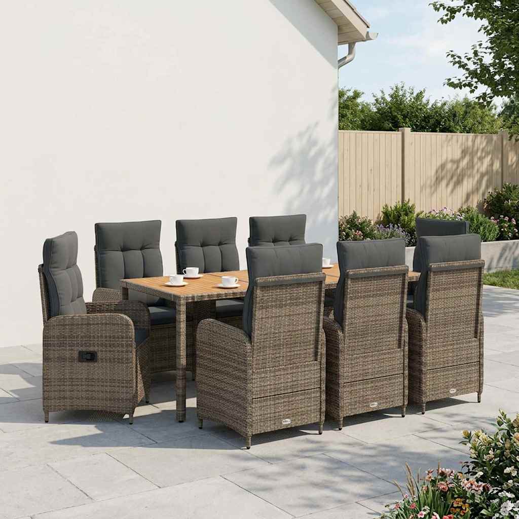 Outdoor Dining Set 9 pcs Light Grey and Dark Grey