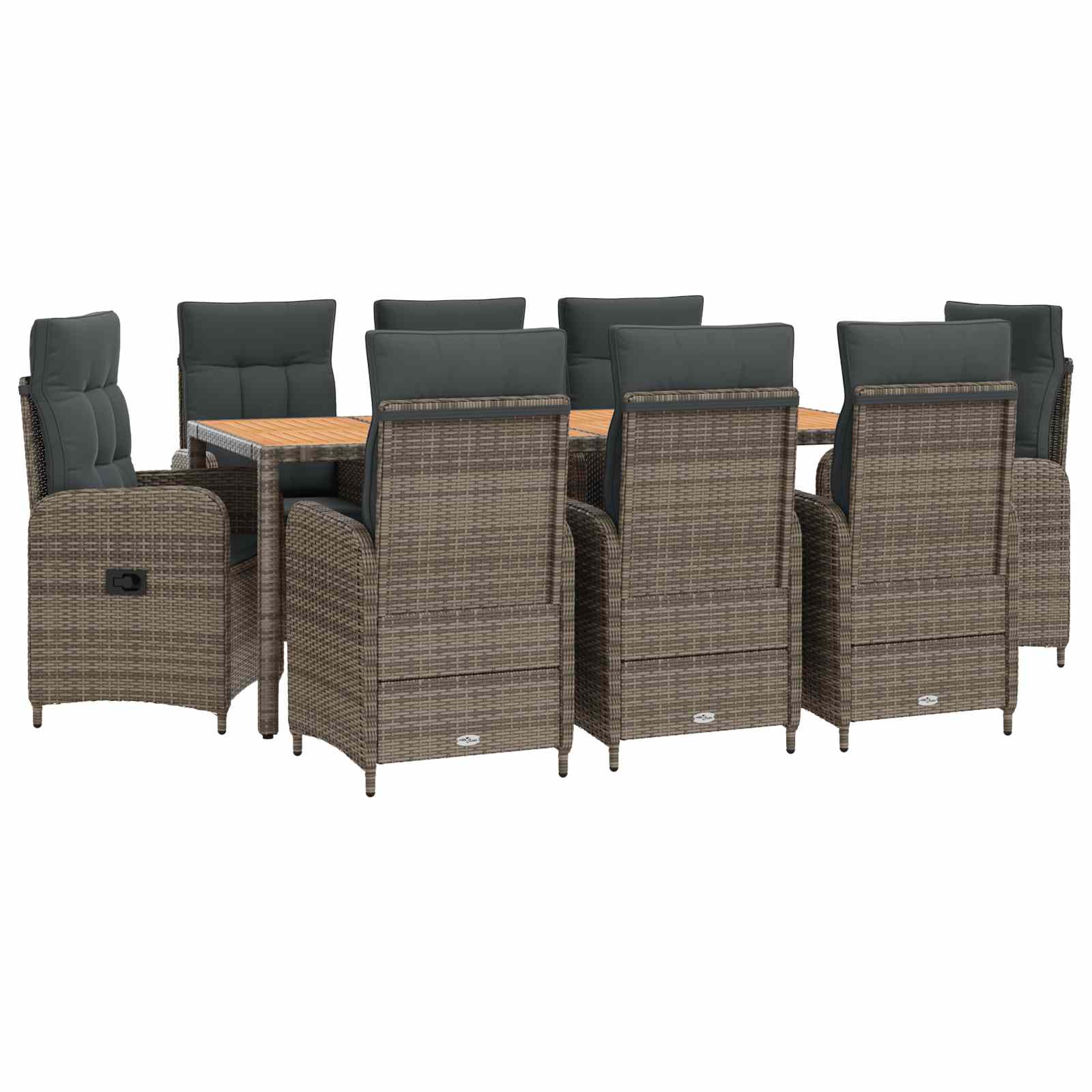 Outdoor Dining Set 9 pcs Light Grey and Dark Grey