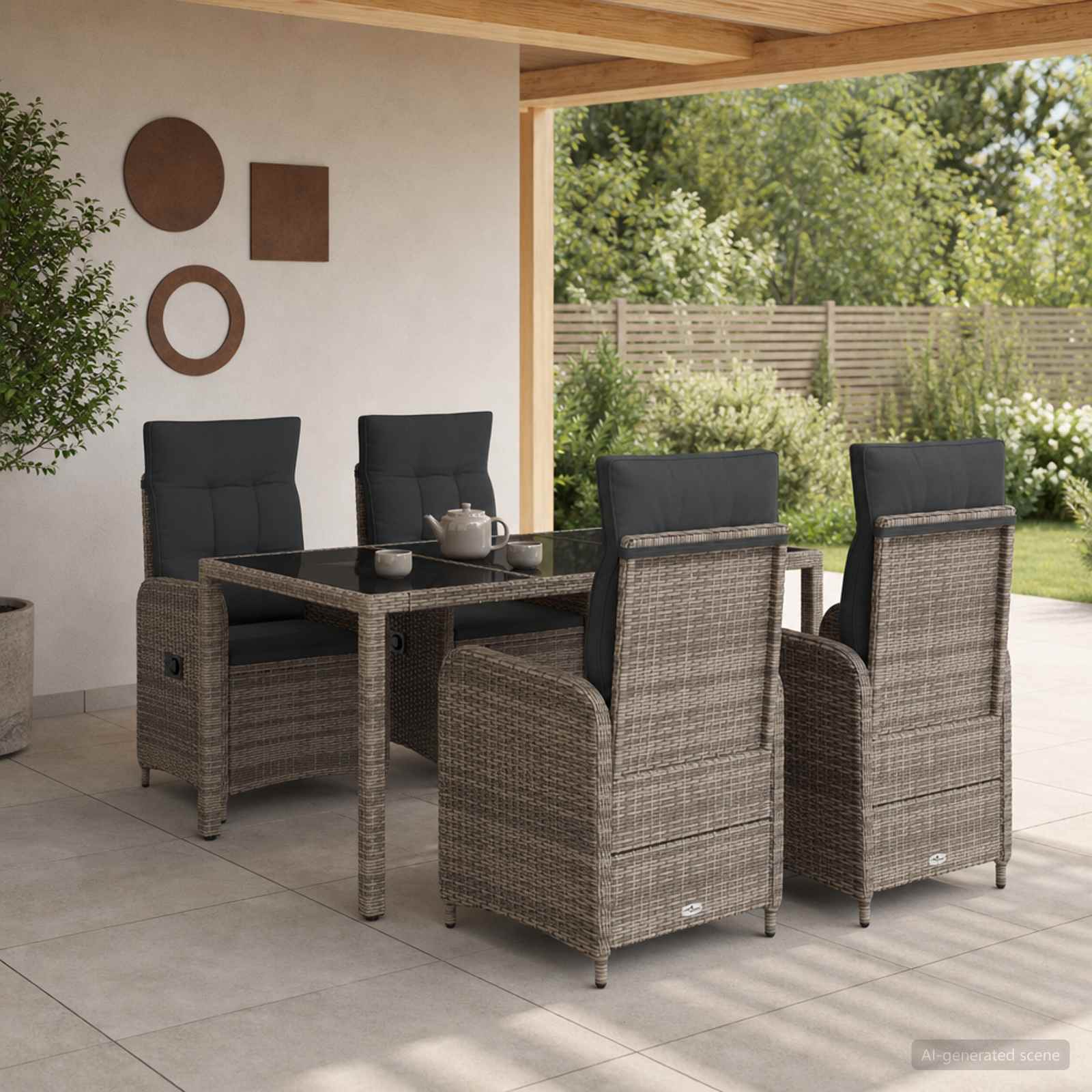 Outdoor Dining Set 5 pcs Light Grey and Dark Grey