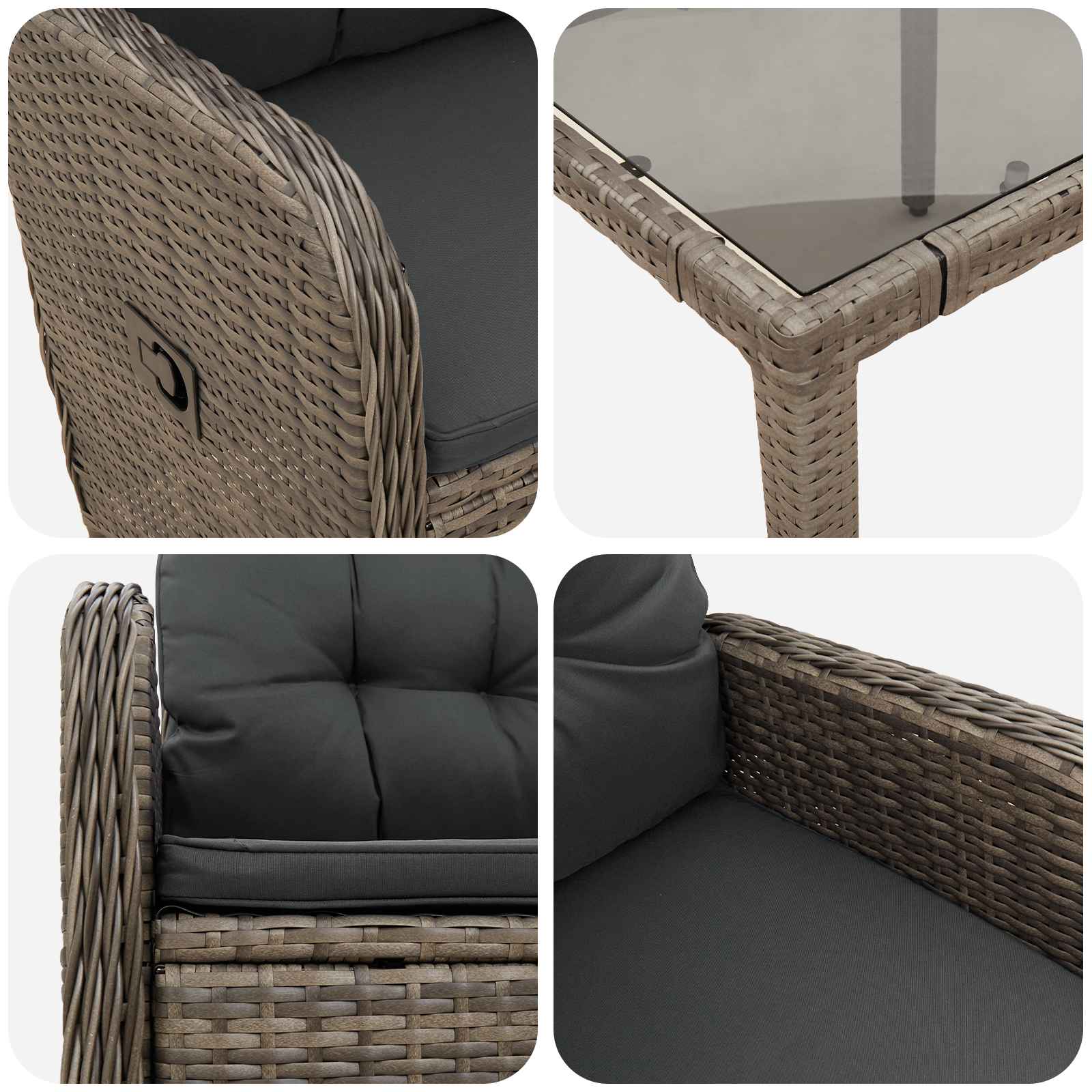 Outdoor Dining Set 3 pcs Light Grey and Dark Grey