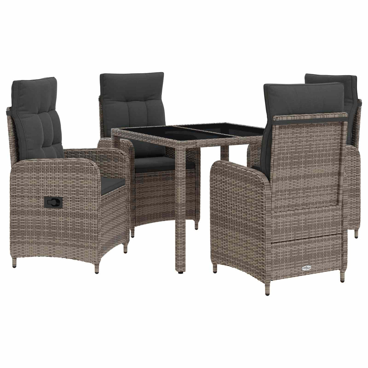Outdoor Dining Set 5 pcs Light Grey and Dark Grey