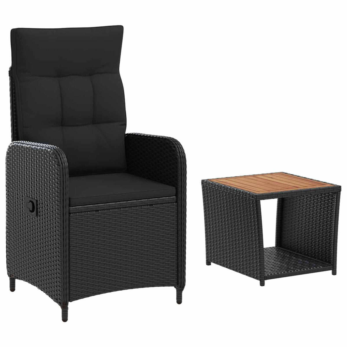 Garden Lounge Set 2 pcs Black PE Rattan and Powder-Coated Steel