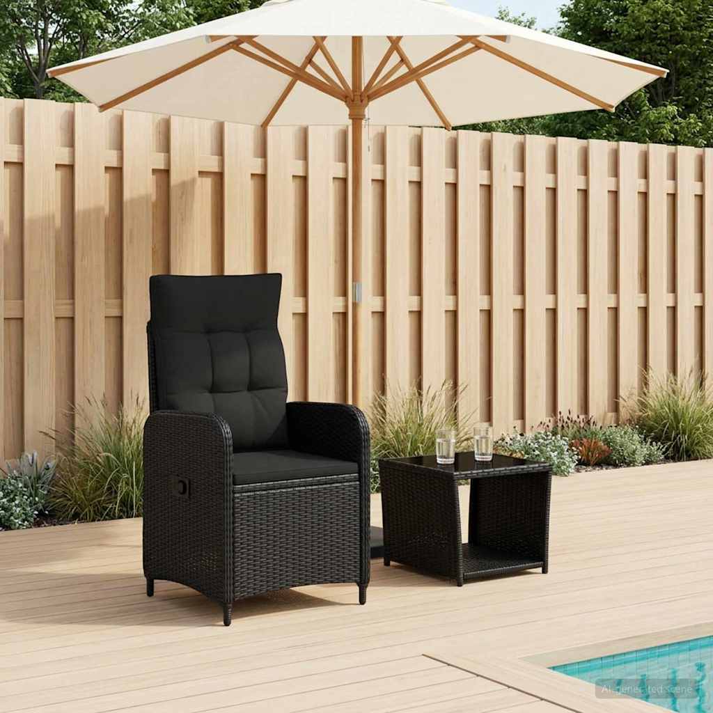 Garden Lounge Set 2 pcs Black PE Rattan and Powder-Coated Steel