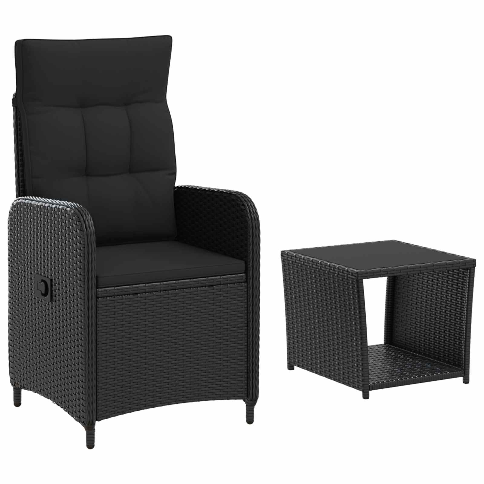 Garden Lounge Set 2 pcs Black PE Rattan and Powder-Coated Steel