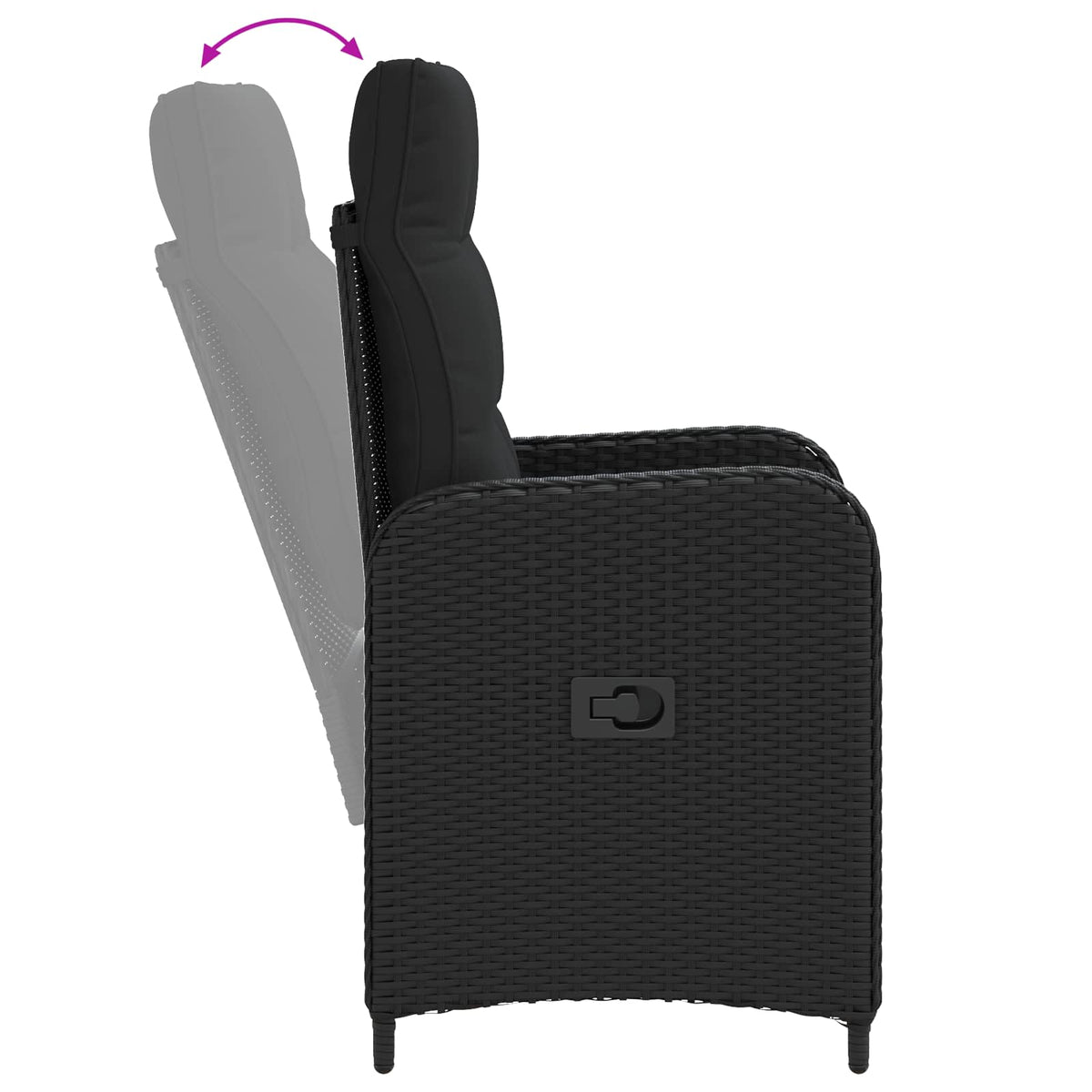 Garden Lounge Set 3 pcs Black PE Rattan and Powder-Coated Steel