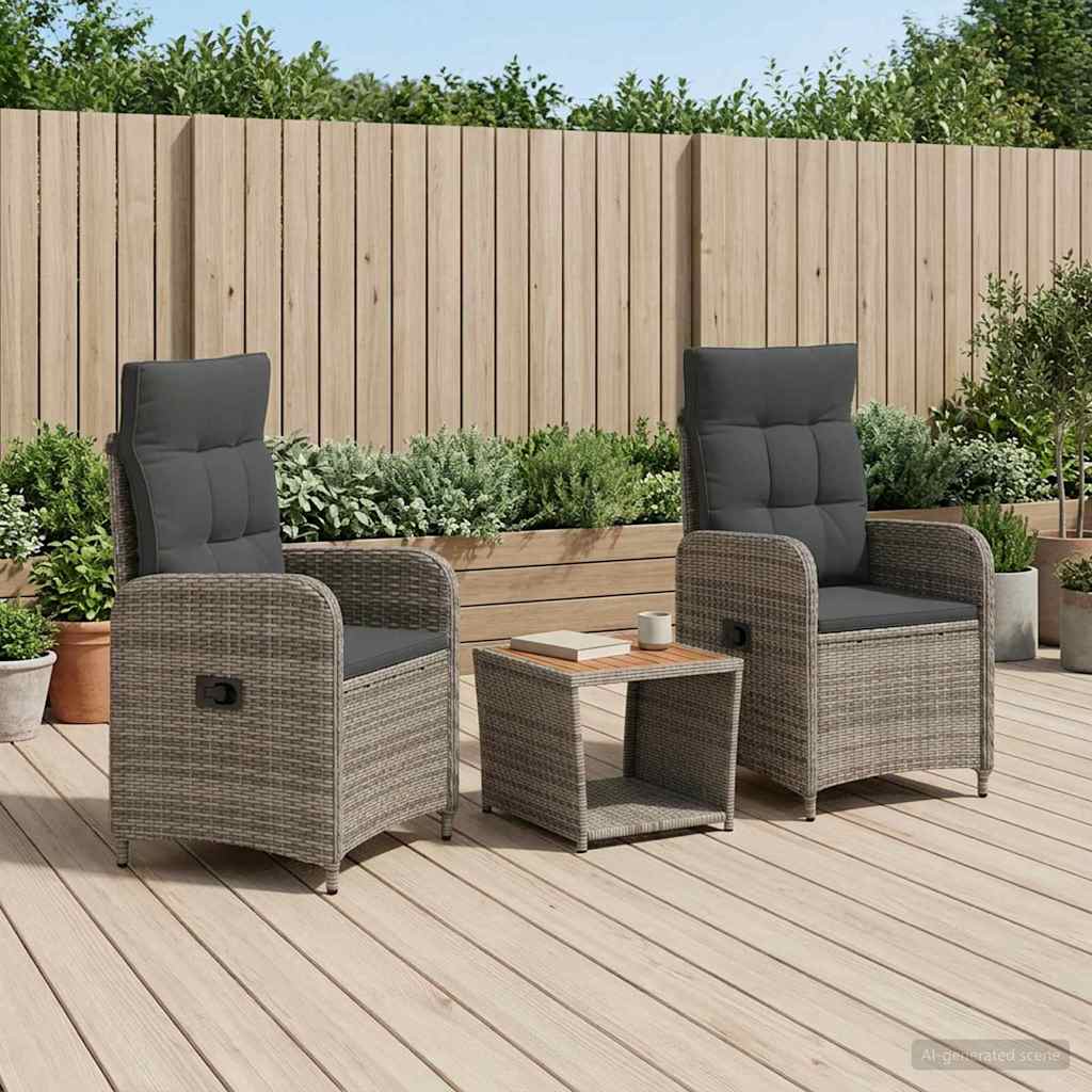 Garden Lounge Set 3 pcs Light Grey and Dark Grey