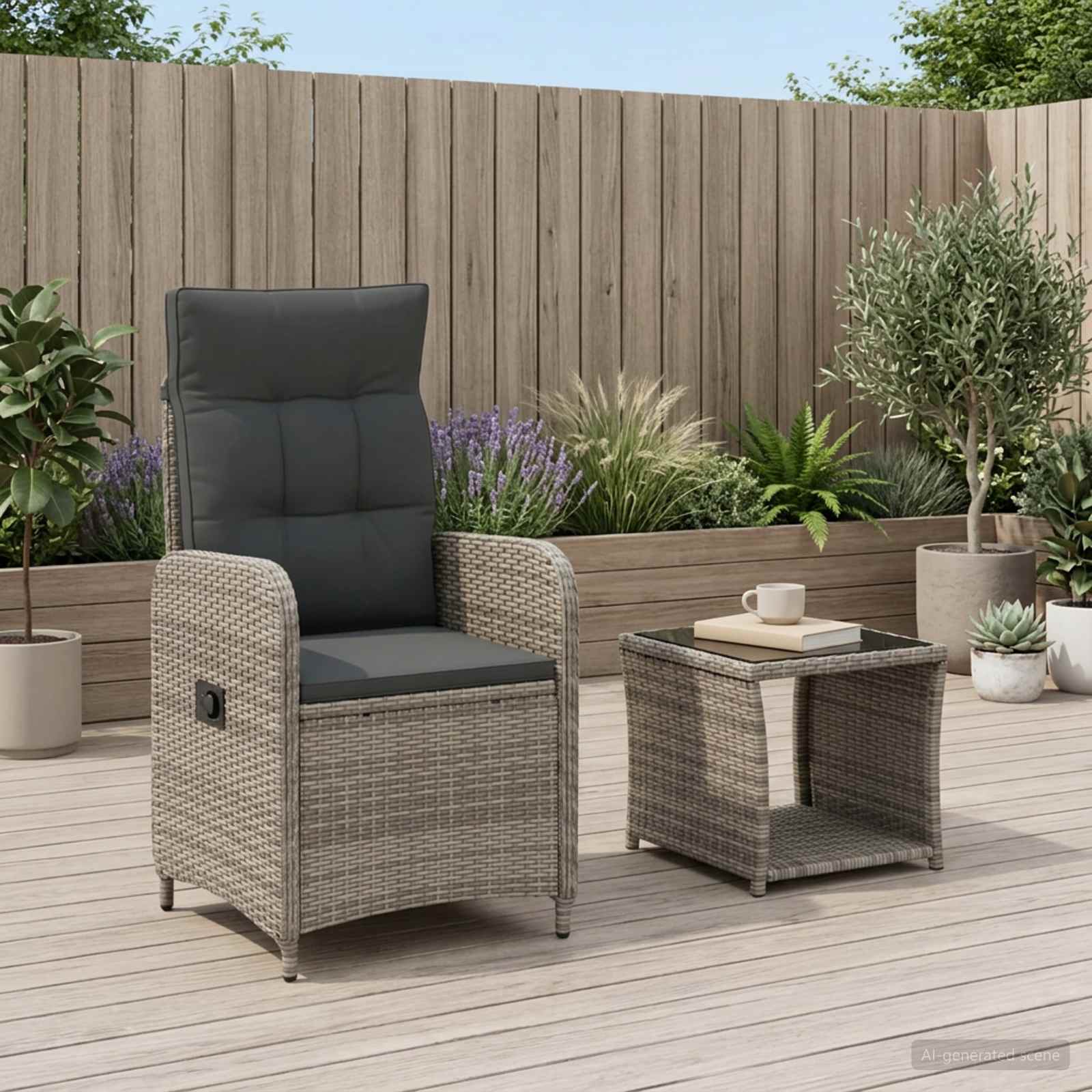 Garden Lounge Set 2 pcs Grey and Dark Grey