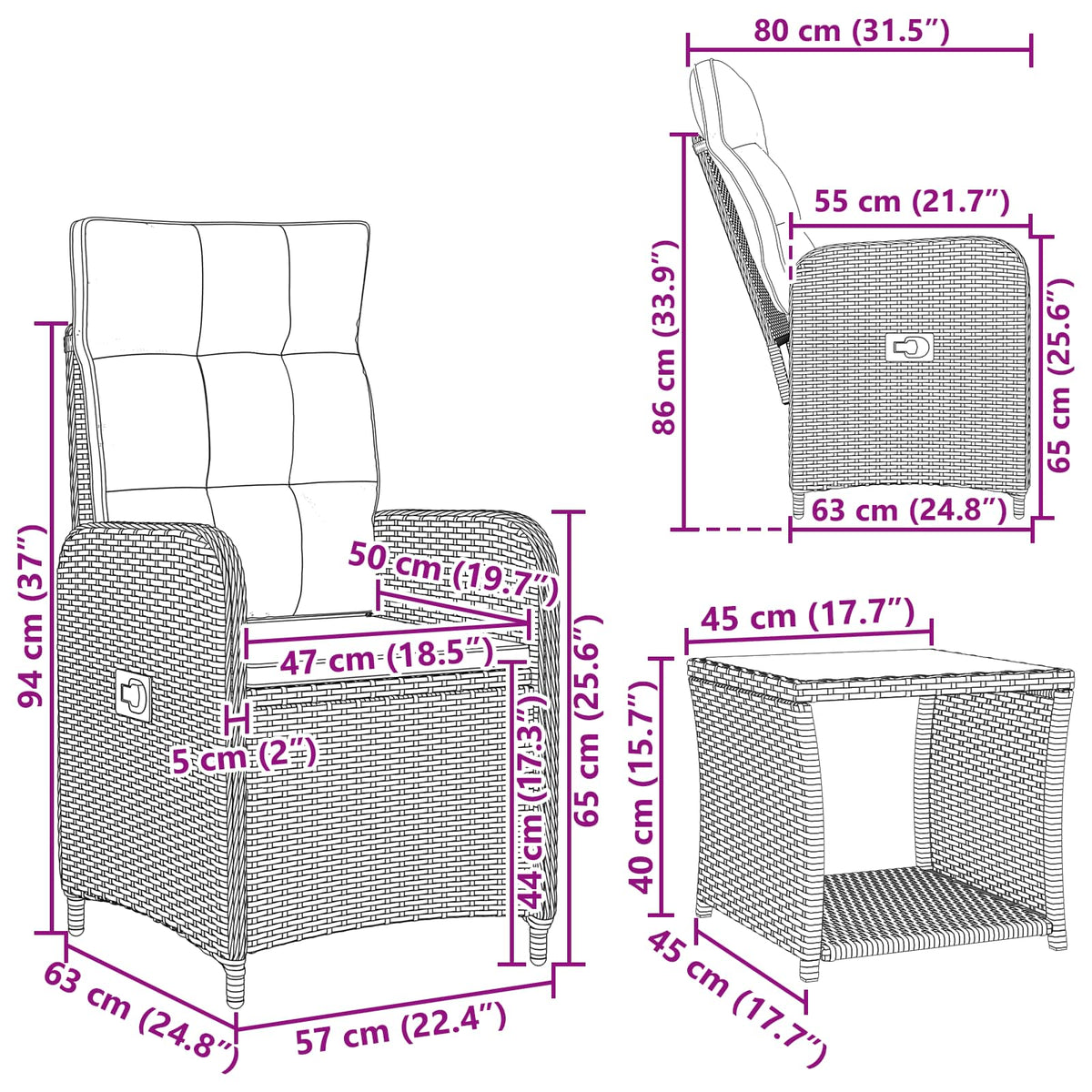 Garden Lounge Set 2 pcs Grey and Dark Grey