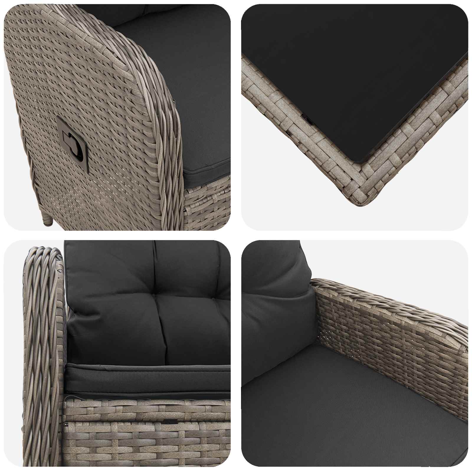 Garden Lounge Set 3 pcs Grey and Dark Grey
