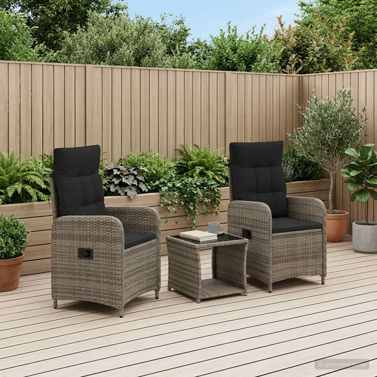 Garden Lounge Set 3 pcs Grey and Dark Grey