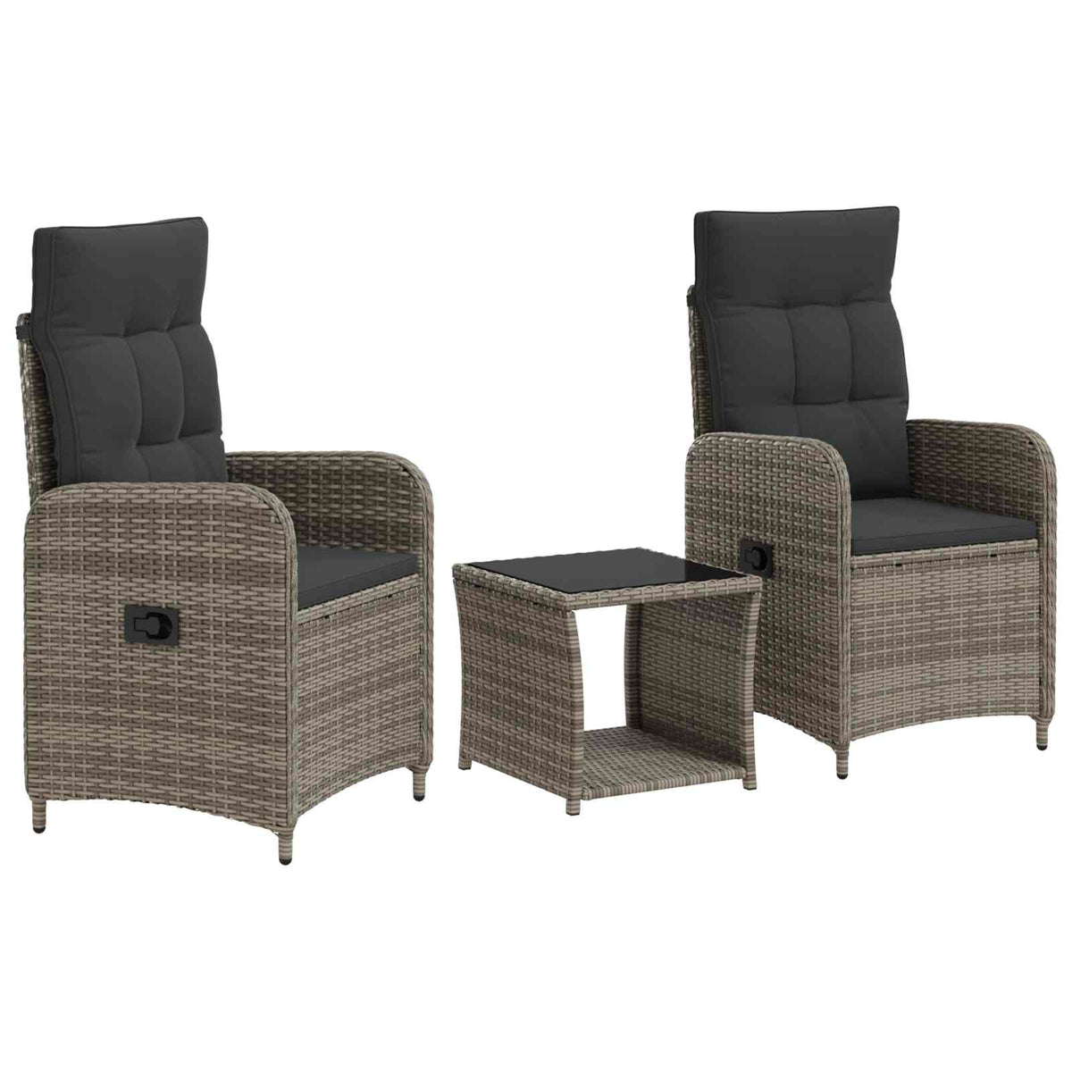Garden Lounge Set 3 pcs Grey and Dark Grey