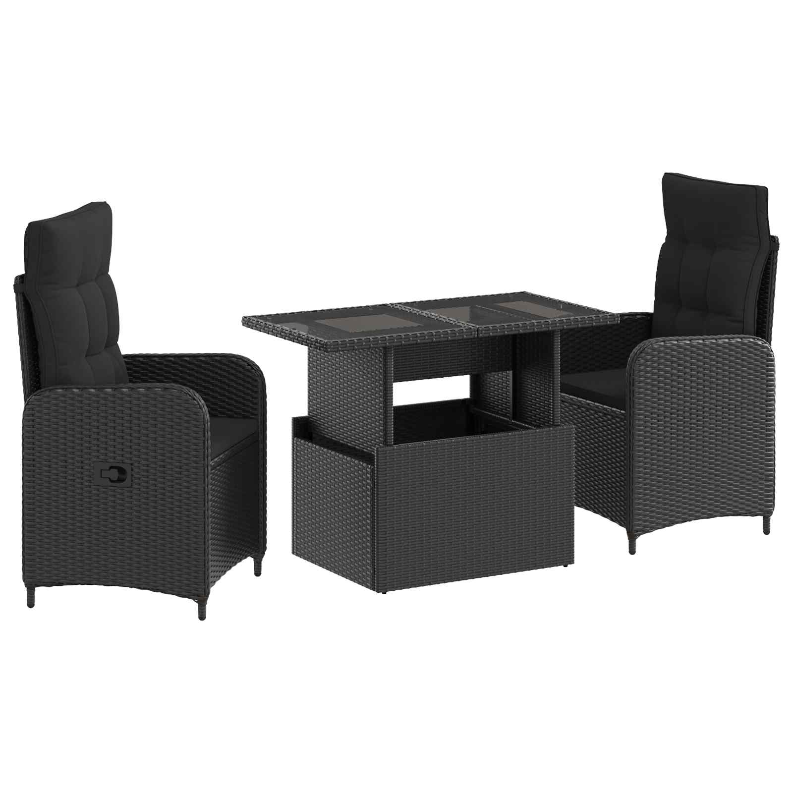 Outdoor Dining Set 3 pcs Black Poly Rattan