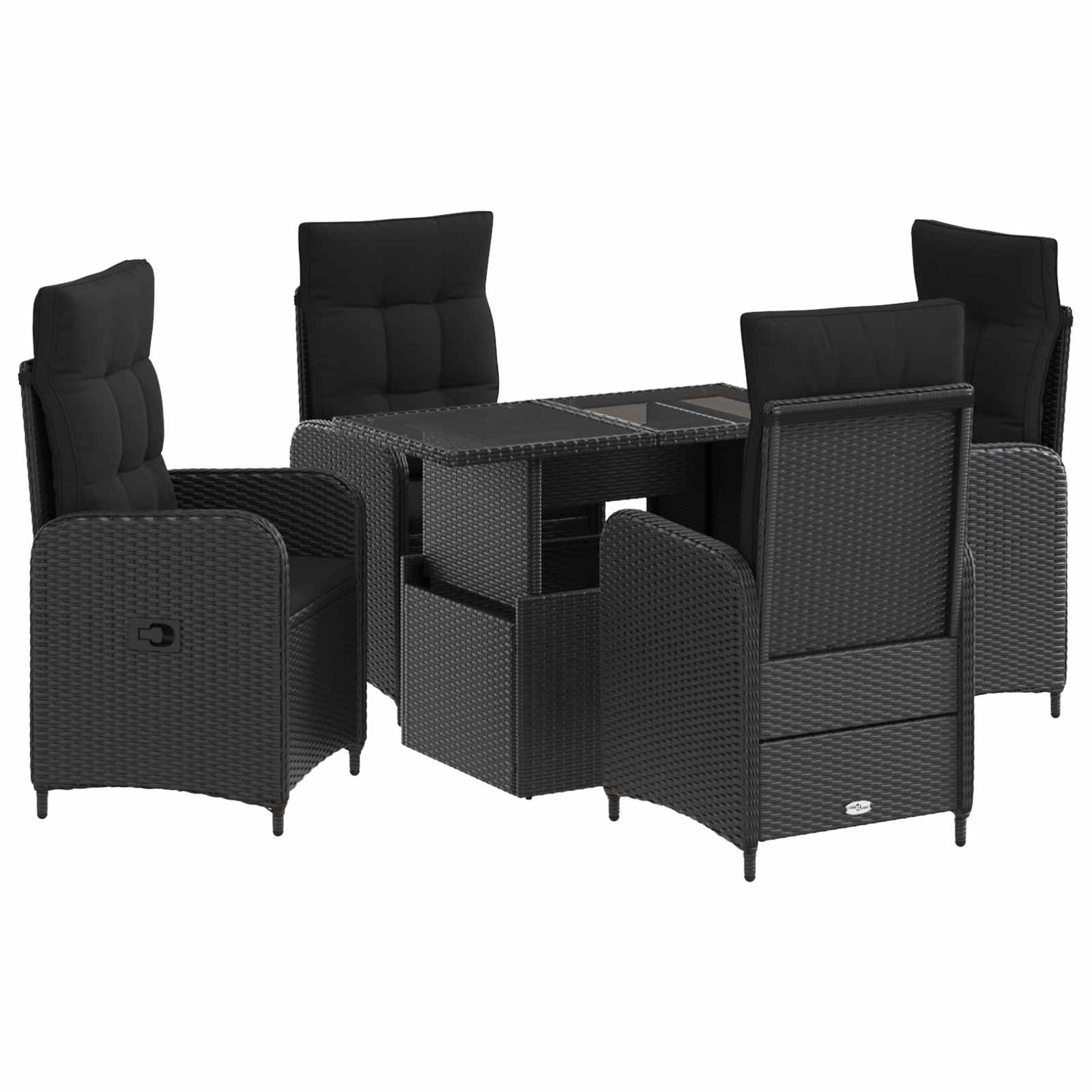 Outdoor Dining Set 5 pcs Black Poly Rattan