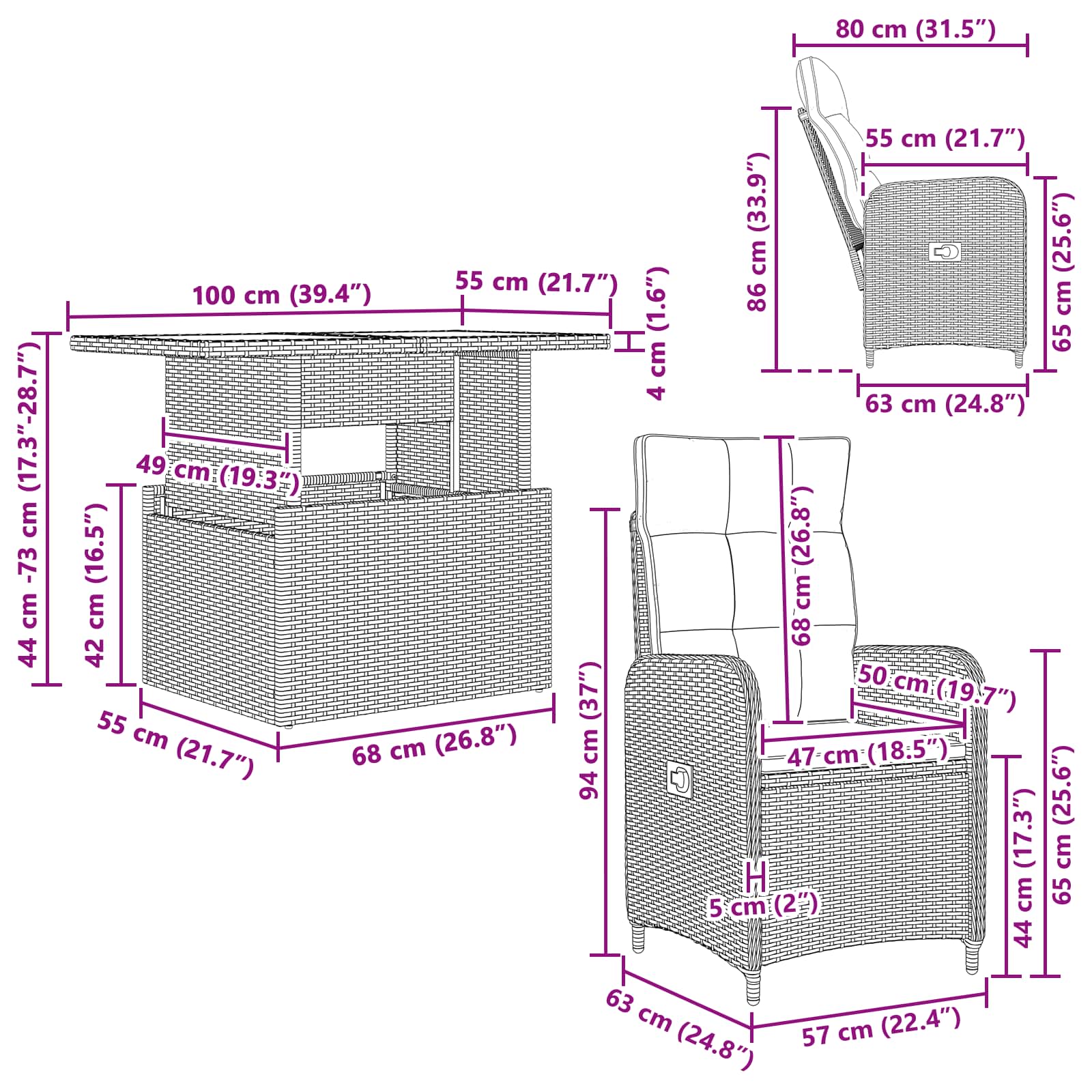 Outdoor Dining Set 5 pcs Black Poly Rattan