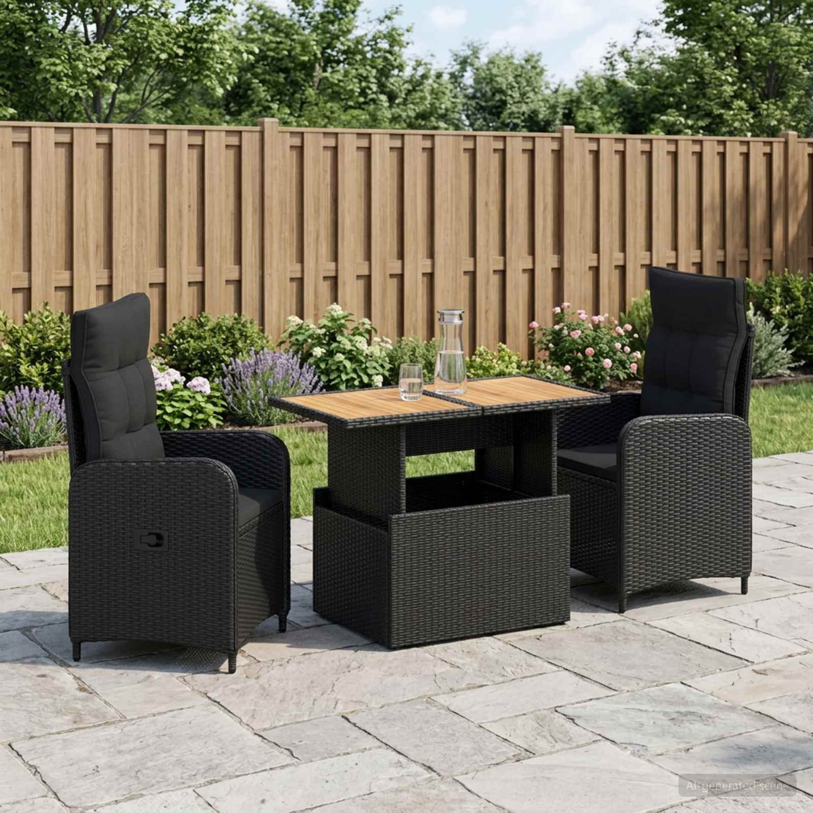 Outdoor Dining Set 3 pcs Black