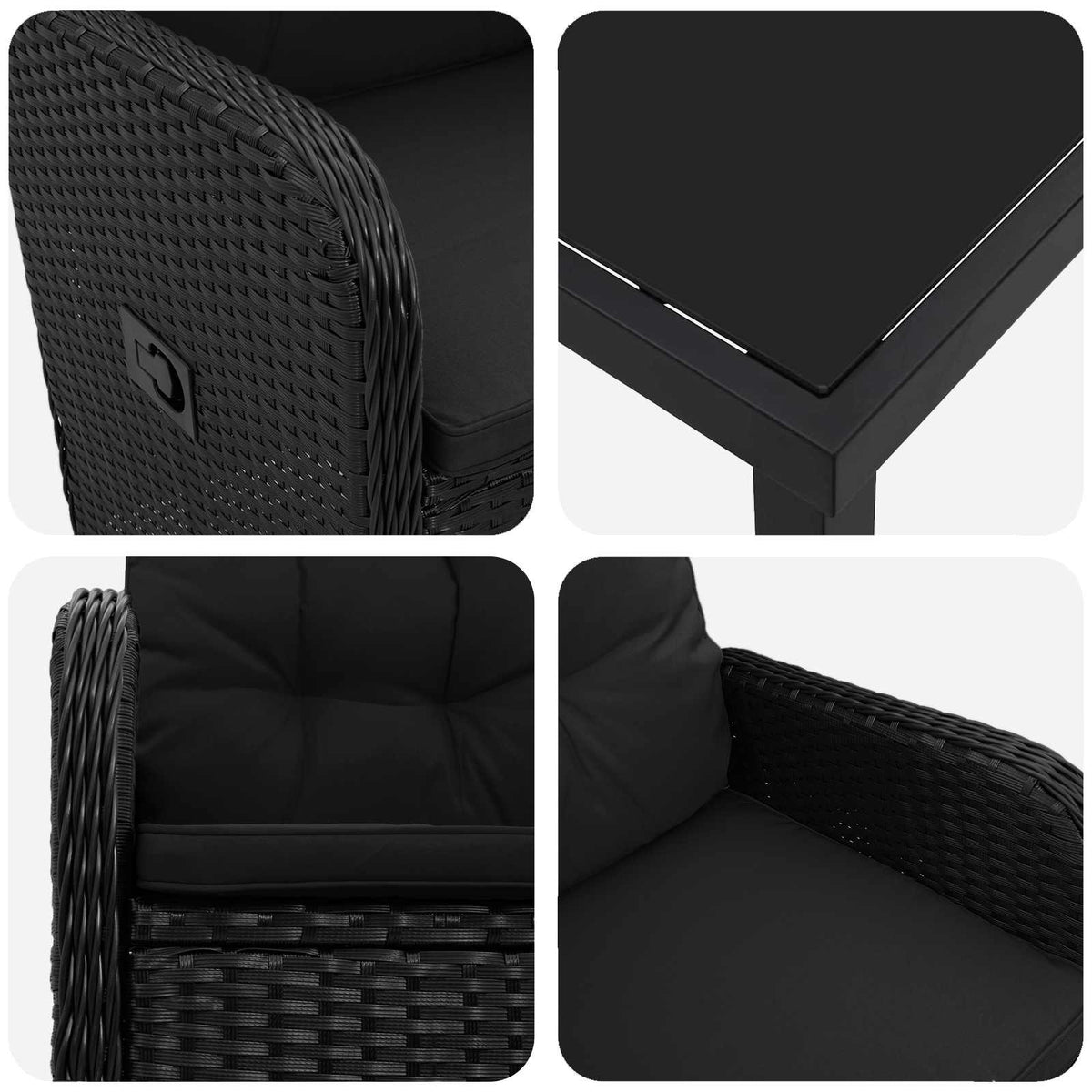 Outdoor Dining Set 3 pcs Black Poly Rattan