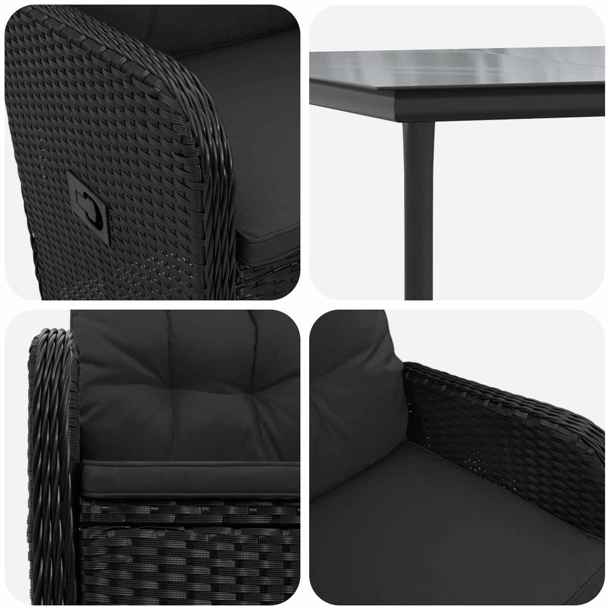 Sofa Table Set 5 pcs PE Rattan and Powder-Coated Steel