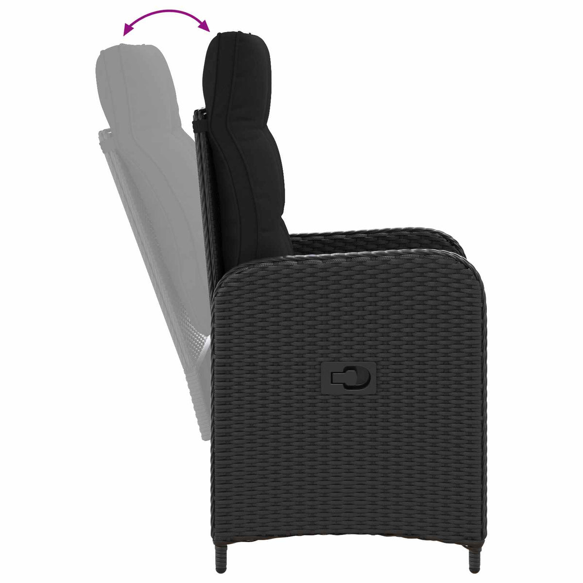 Sofa Table Set 5 pcs Black PE Rattan and Powder-Coated Steel