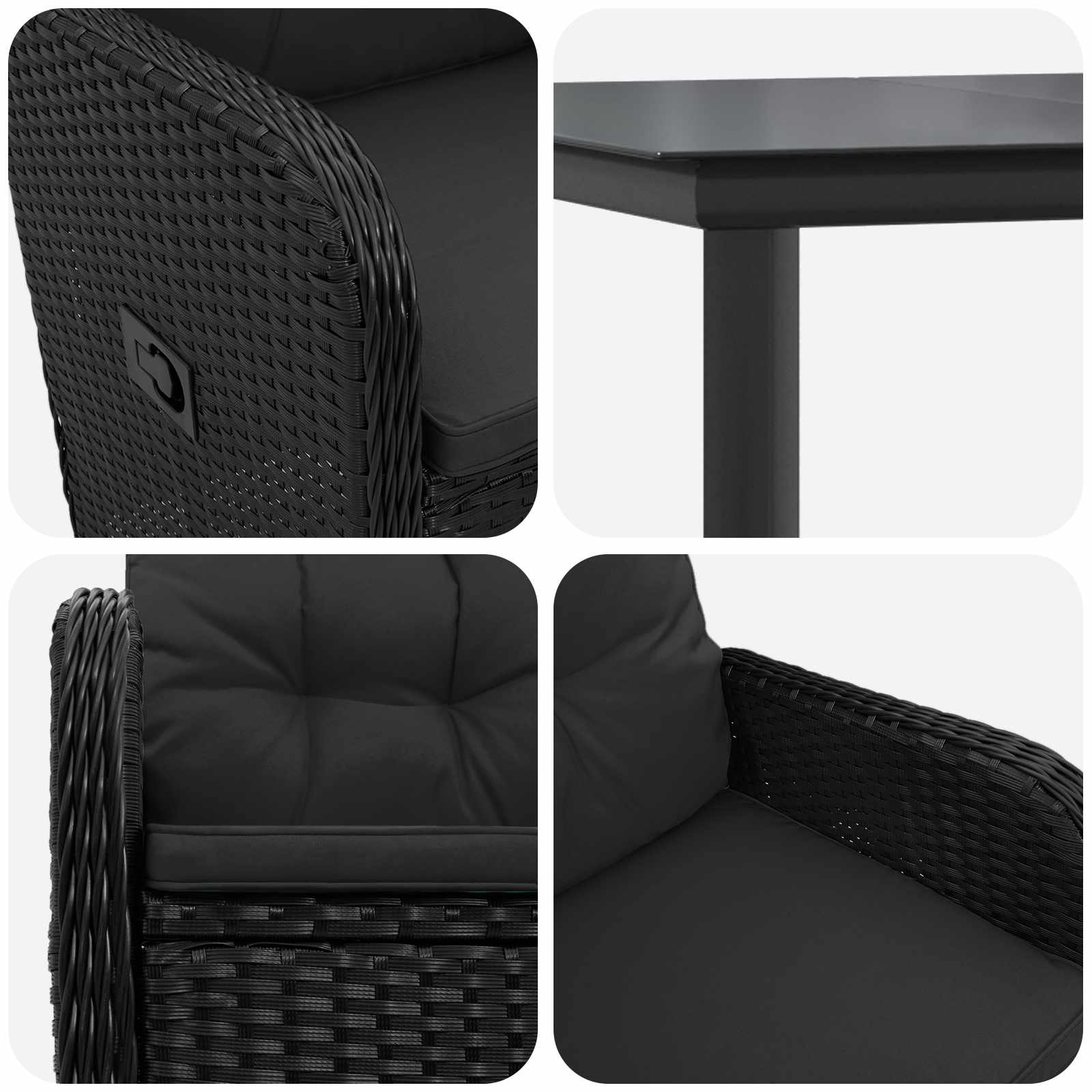 Sofa Table Set 5 pcs PE Rattan and Powder-Coated Steel