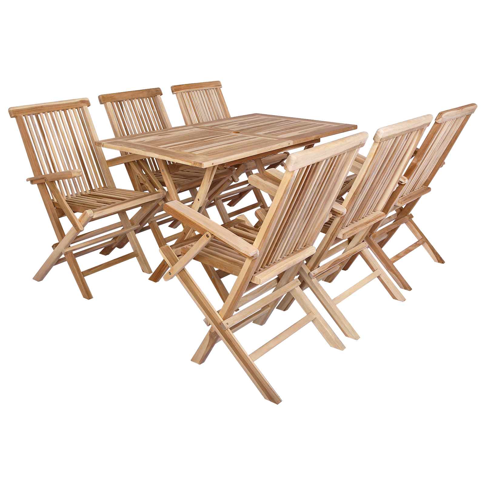 Garden Furniture Set 7 pcs Natural Solid Teak Wood