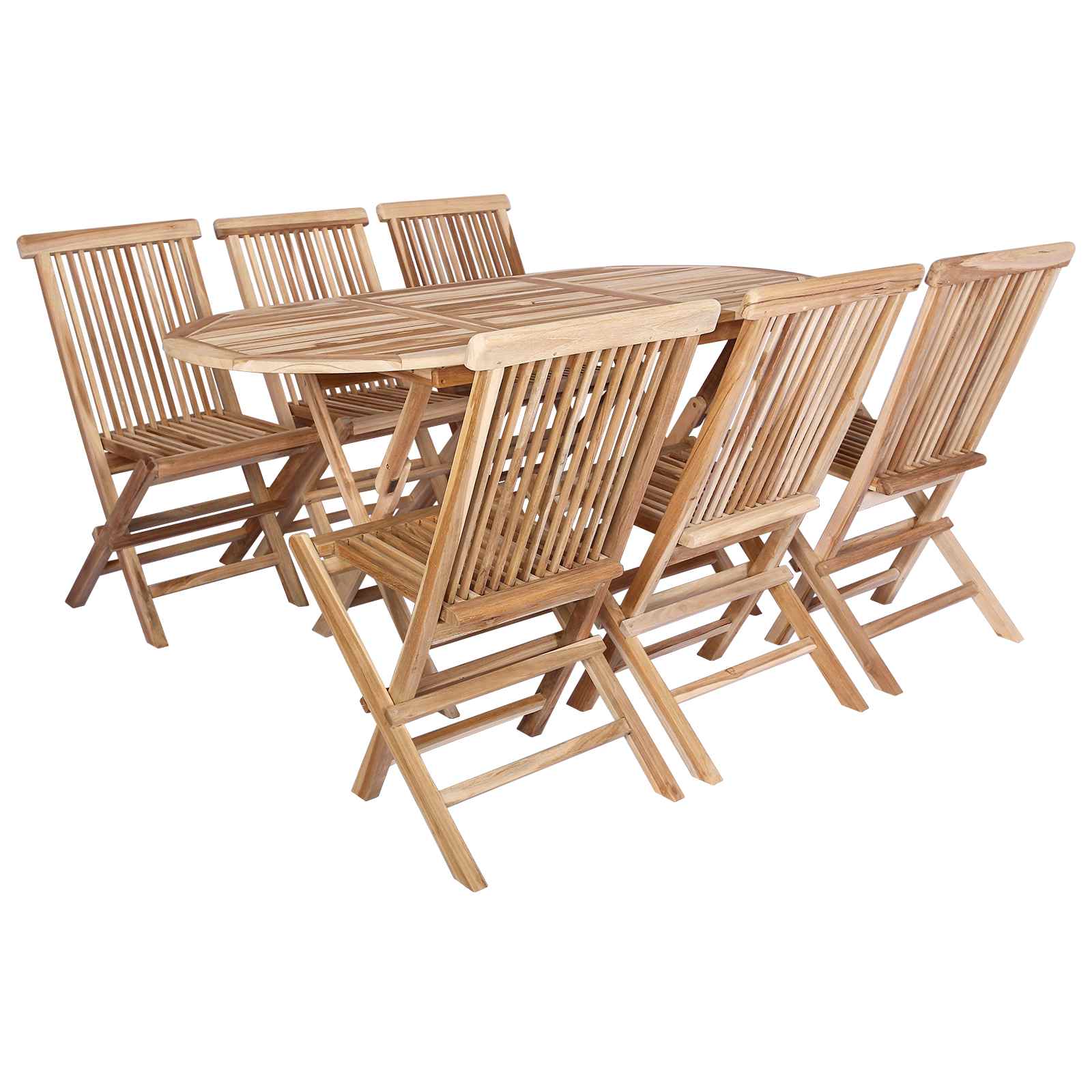 Garden Furniture Set 7 pcs Natural Solid Teak Wood