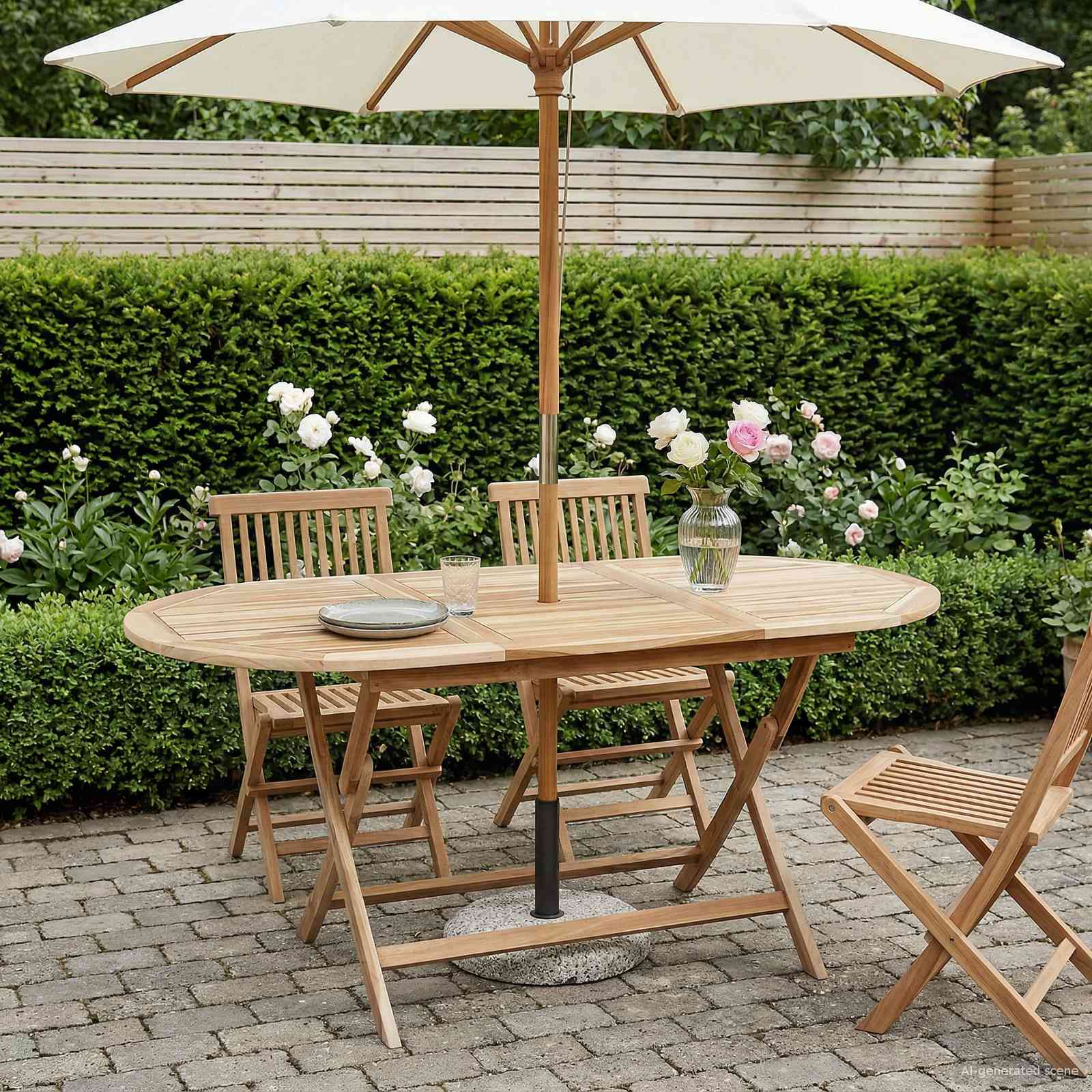 Folding Garden Table Natural 160 x 80 x 76 cm Solid Teak Wood