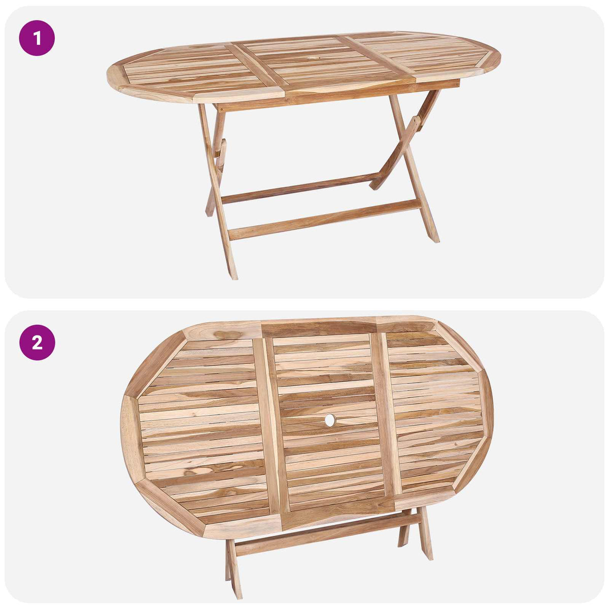 Folding Garden Table Natural 160 x 80 x 76 cm Solid Teak Wood