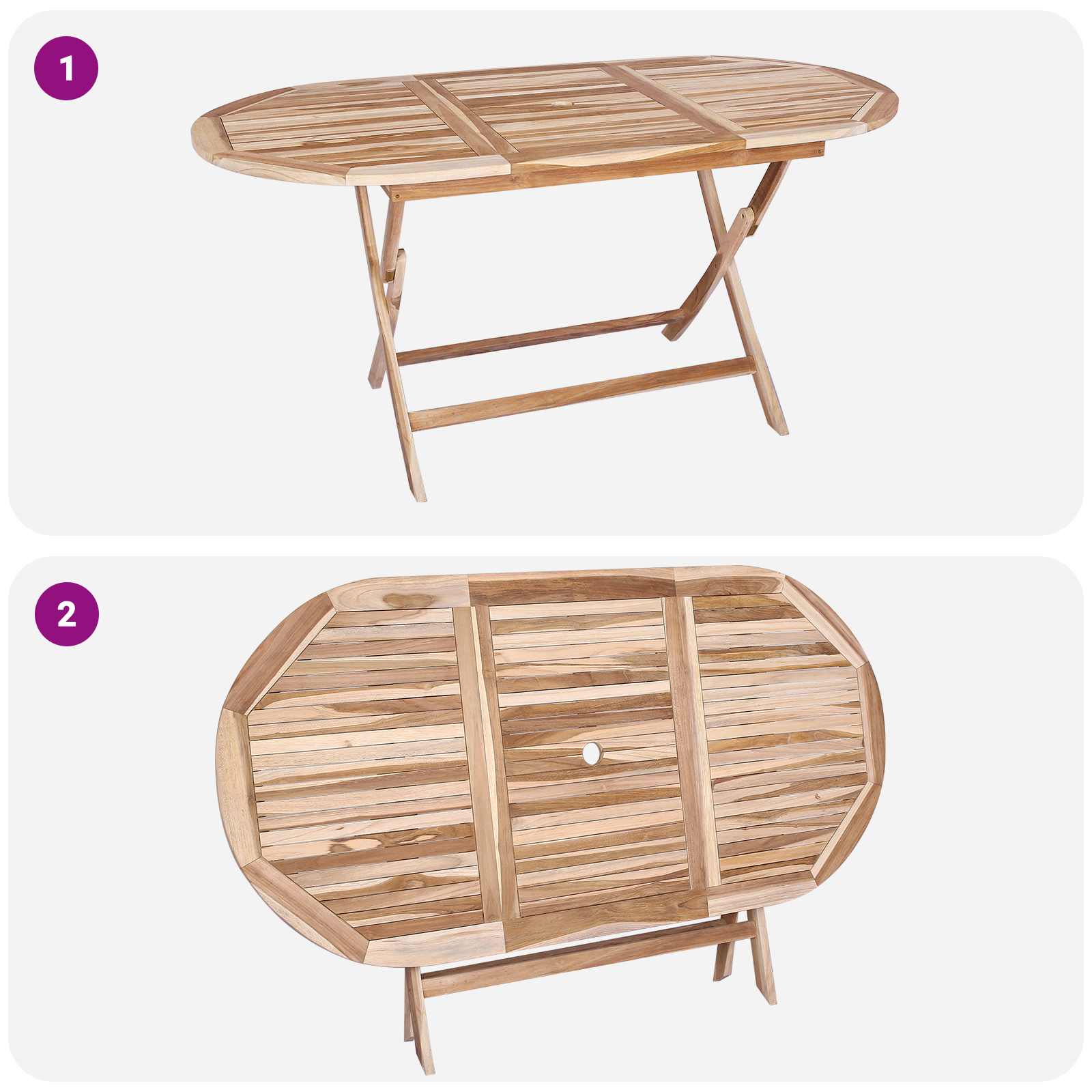 Folding Garden Table Natural 160 x 80 x 76 cm Solid Teak Wood