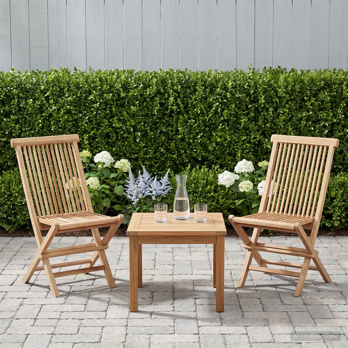Folding Garden Chair 2 pcs Natural Solid Teak Wood