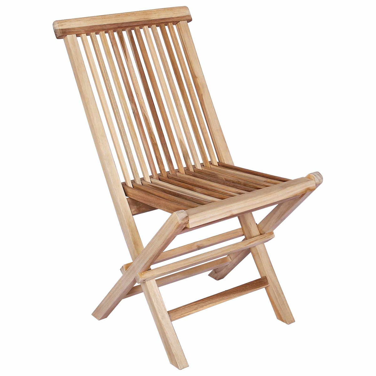 Folding Garden Chair 2 pcs Natural Solid Teak Wood