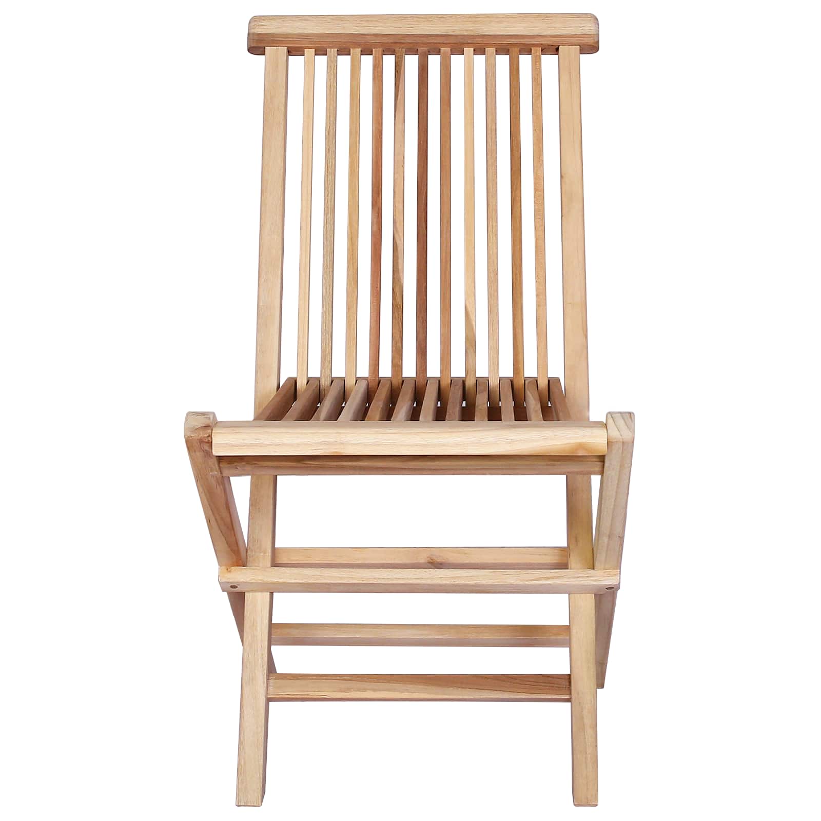 Folding Garden Chair 2 pcs Natural Solid Teak Wood