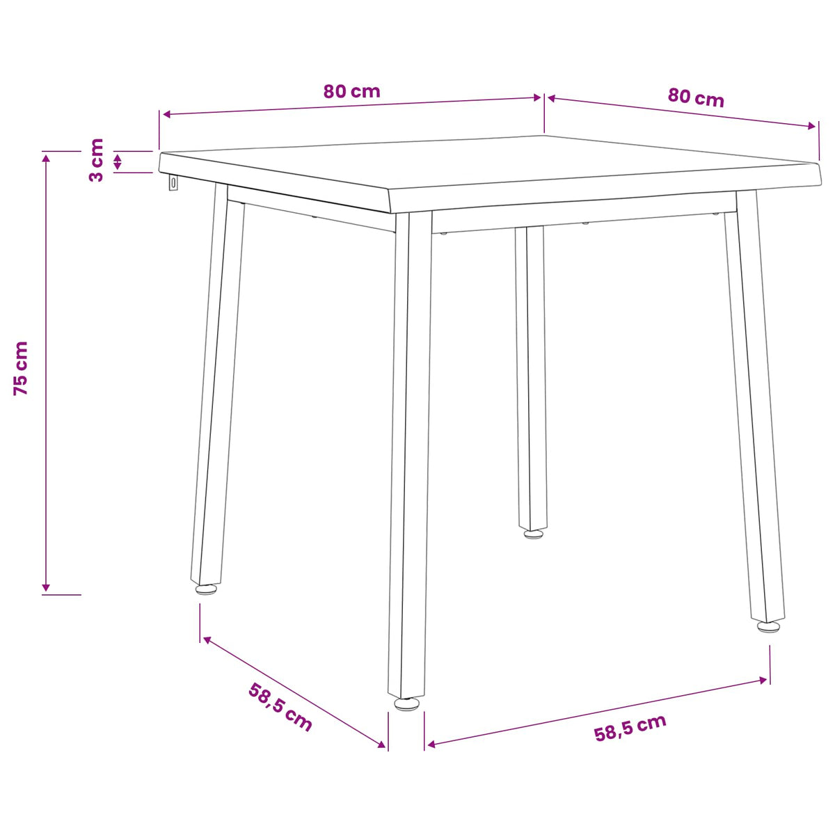 80 x 80 x 75 cm Solid Acacia Wood Natural and Black Square