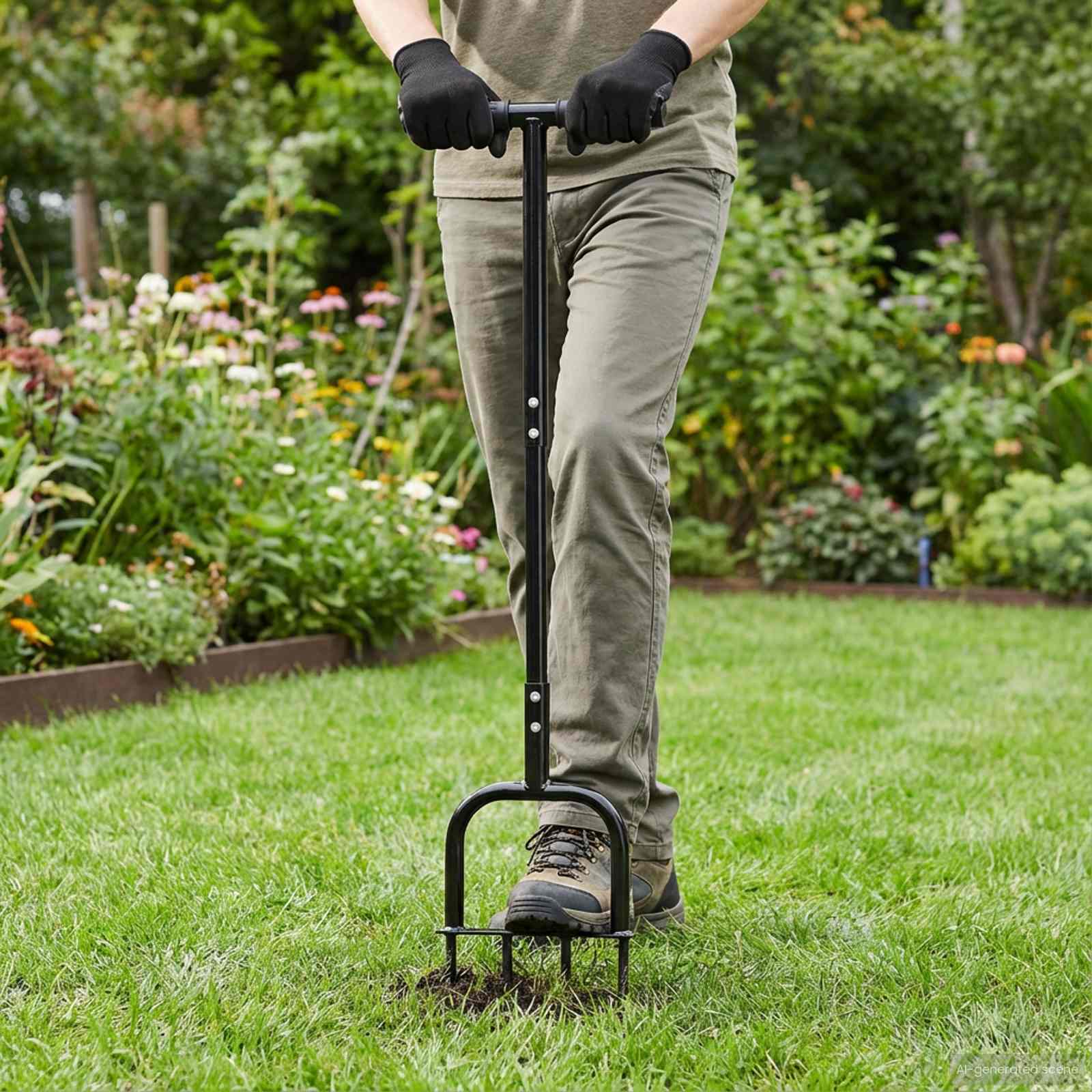 Lawn Aerator Tool Black 95 x 27 cm Plastic