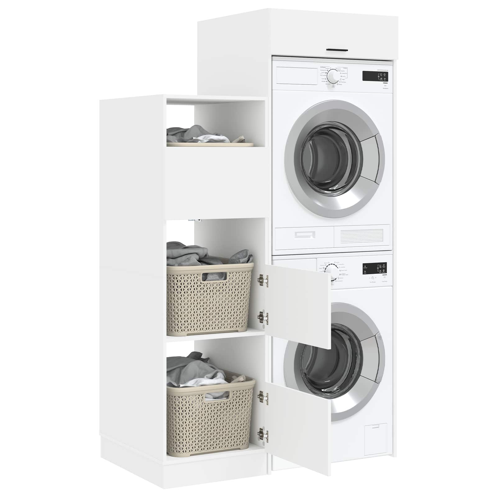 Laundry Cabinet Set with Storage 2 pcs White Engineered wood