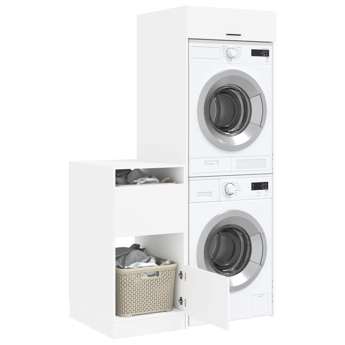 Laundry Cabinet Set with Storage 2 pcs White Engineered wood