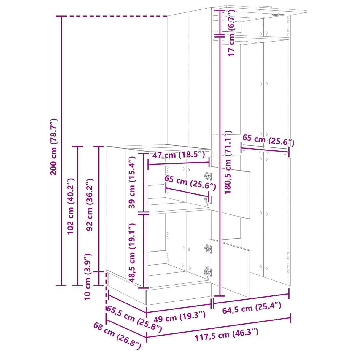 Laundry Cabinet Set with Storage 2 pcs White Engineered wood